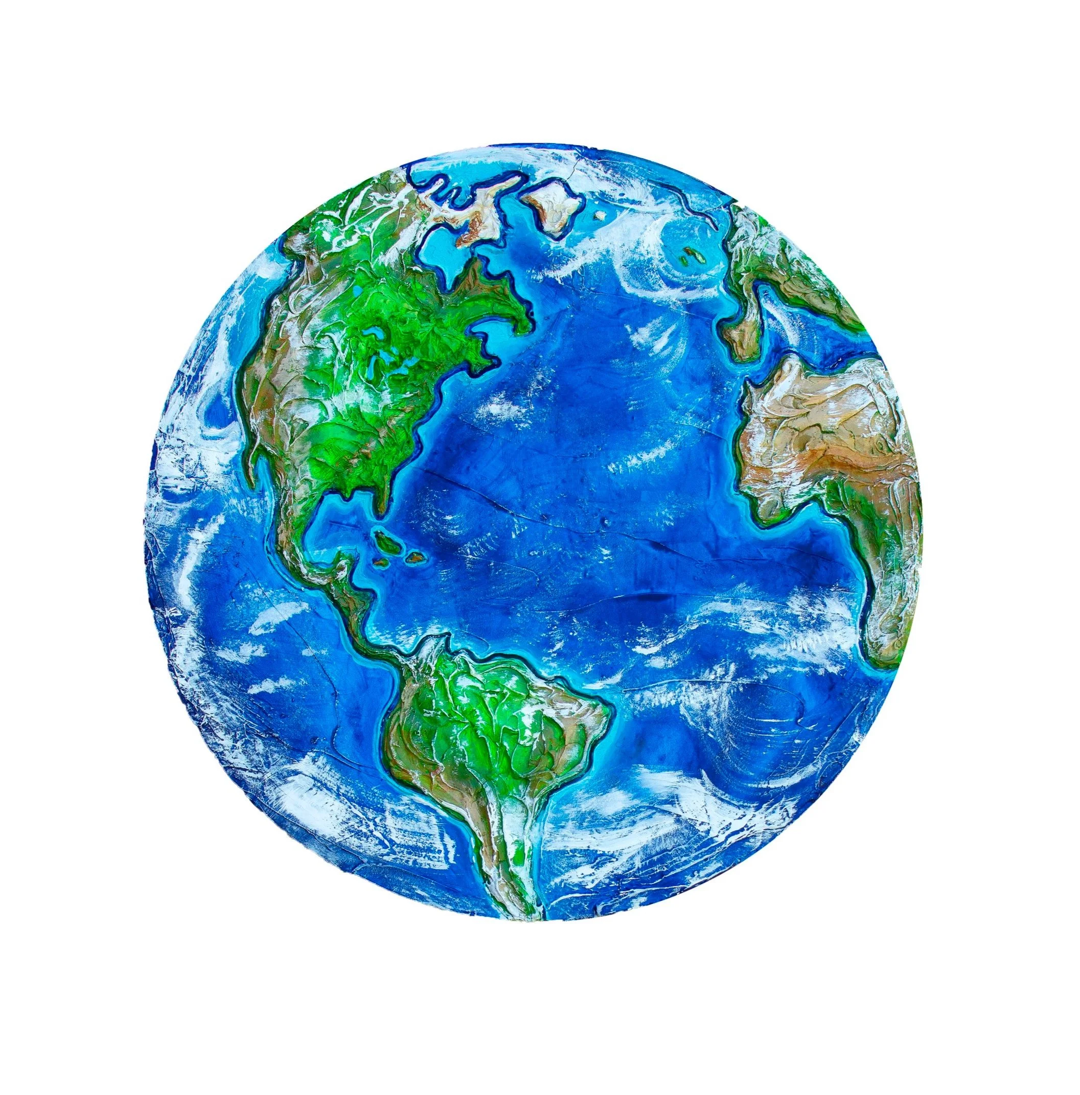 Acrylic etched texture painting inspired by Planet Earth