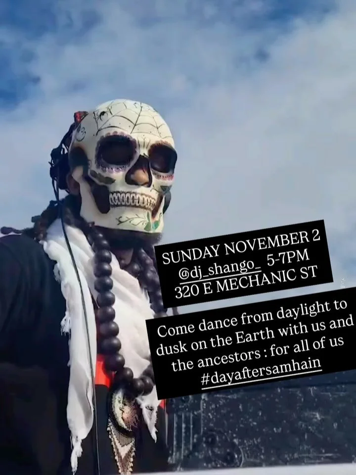 JAIKUNTHA @dj_shango_ this Sunday : save your Samhain energies for dancing on the Earth with and for the ancestors past and future, my darlings!!! 
Weather will be gorgeous and sunny
Tree leaves will be PEAKING
 But be sure to dress warm!!! 
Come e
