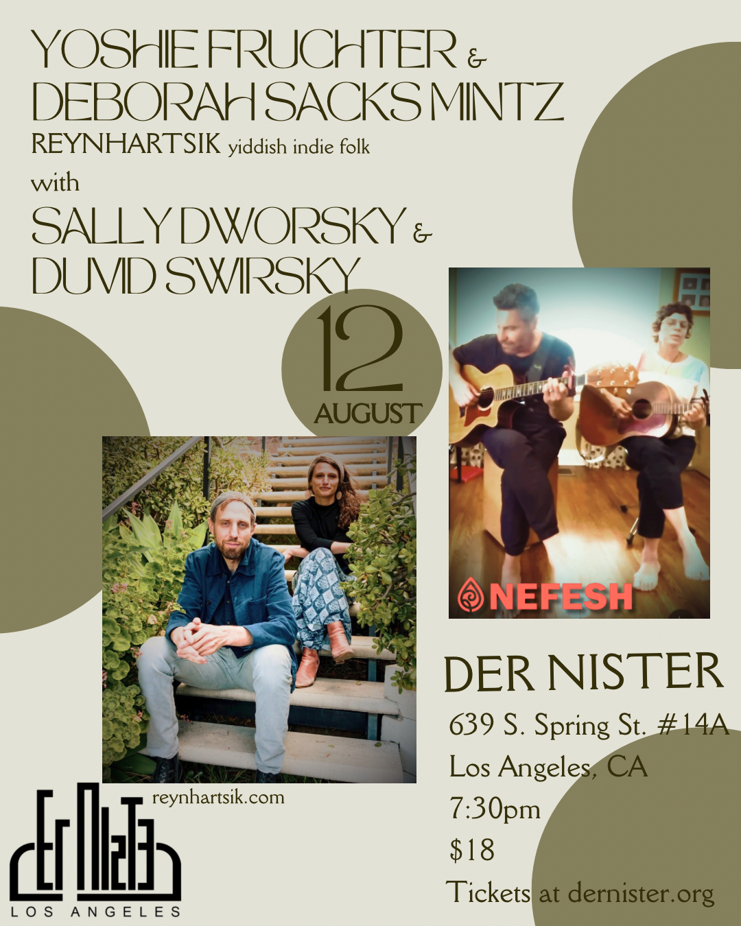 REYNHARTSIK (Yoshie Fruchter &amp; Deborah Sacks Mintz) WITH DUVID SWIRSKY &amp; SALLY DWORSKY (Nefesh LA)