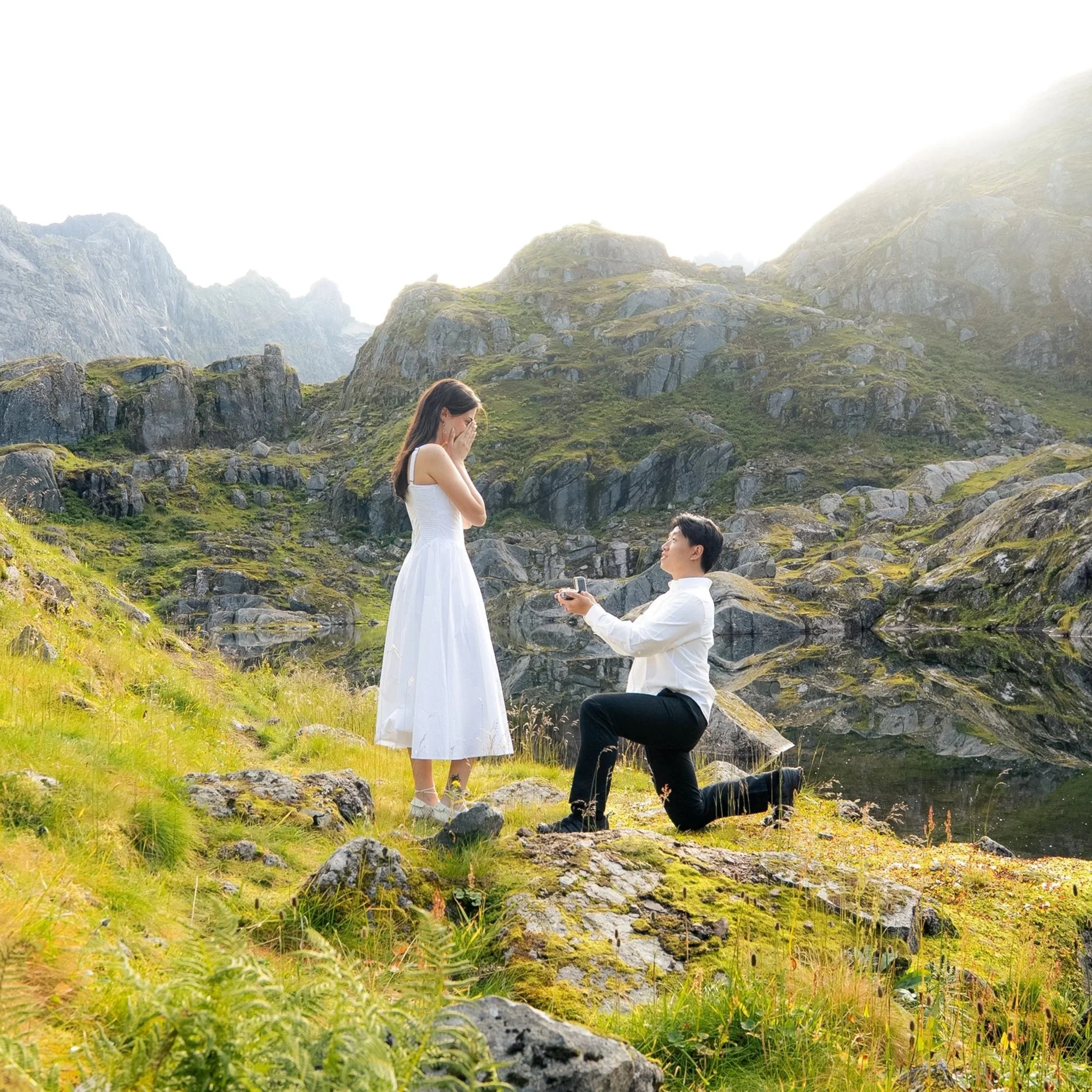 proposal photoshoot in the mountains of Lofoten, Norway