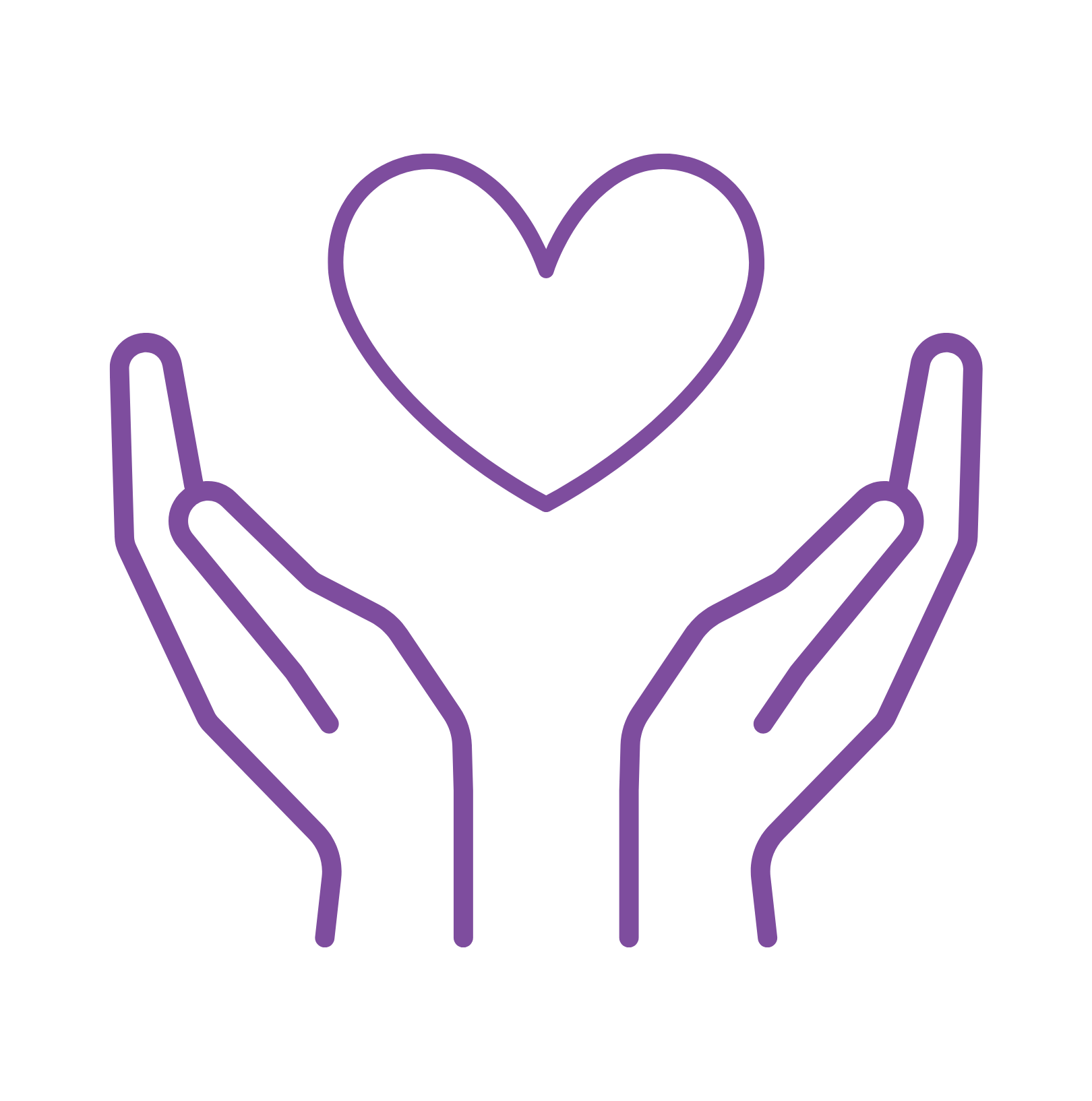 An icon of 2 hands holding a hear to represent the maternal value The Posing Boutique has. They are your bodybuilding stage mum and dads, to support you through posing but also nerves, tears and cheers.