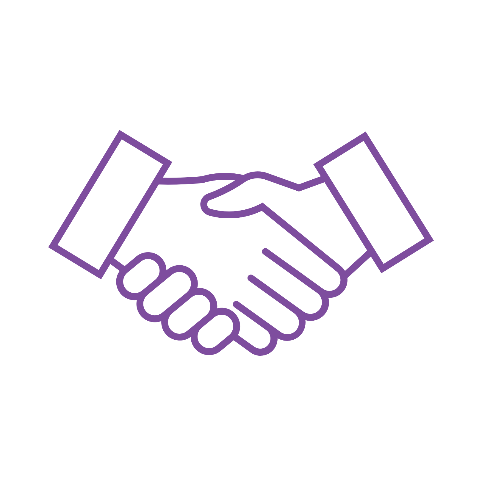 Handshake icon to represent that The Posing Boutique works in collaboration. A team of collective coaches to co-create your routines.