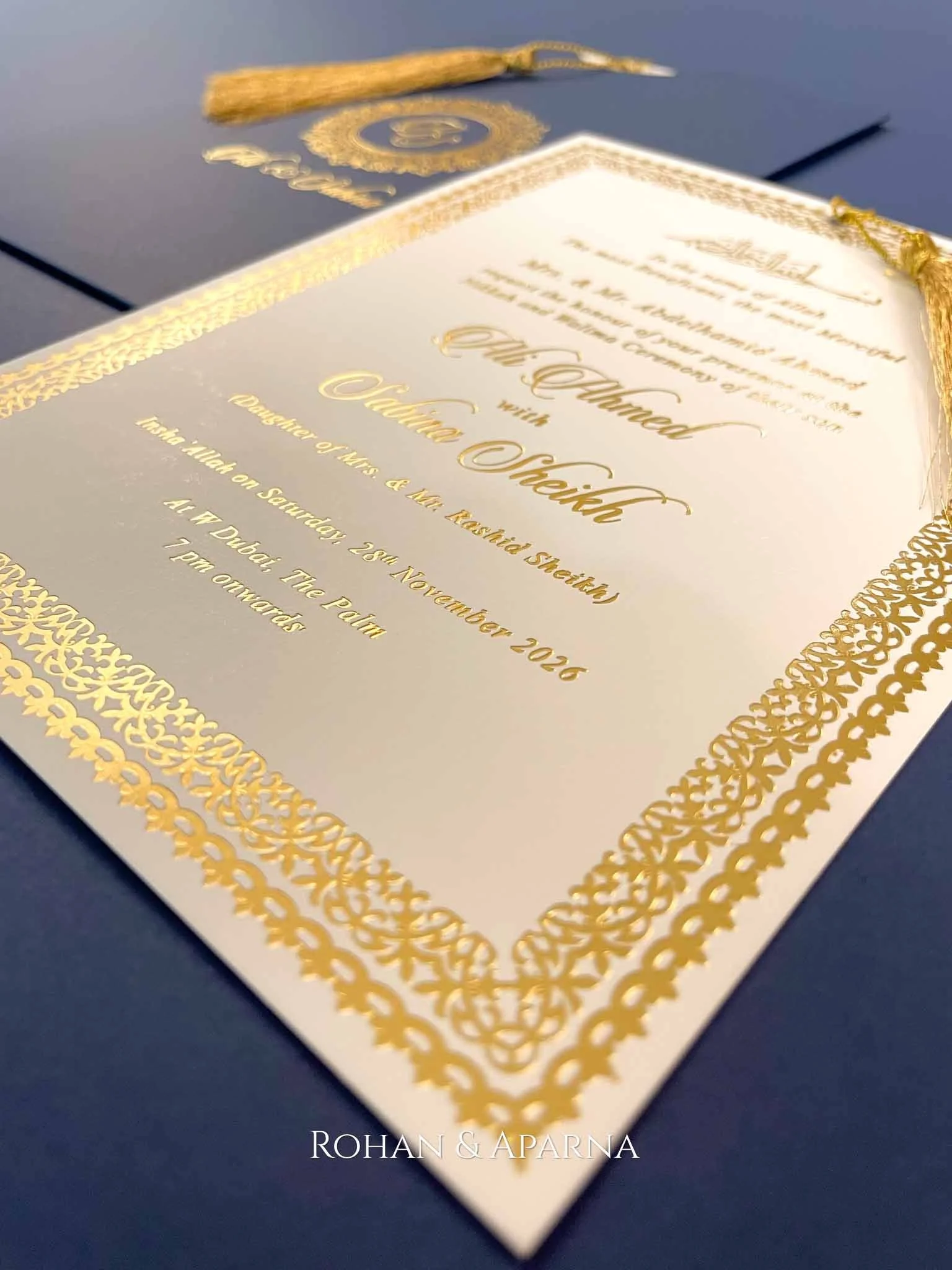 Royal Blue & White Nikah with Gold Foil & Tassle Wedding Invitation-3.jpg