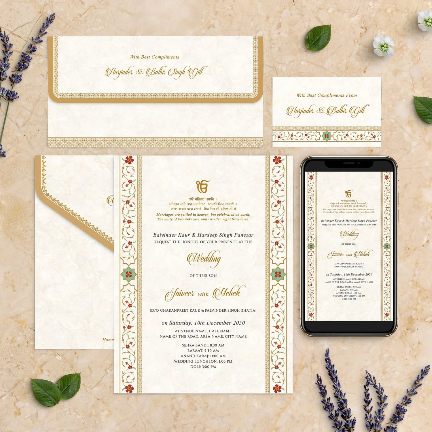 Royal Wedding Ivory — Rohan & Aparna Luxury Indian Wedding Invitations