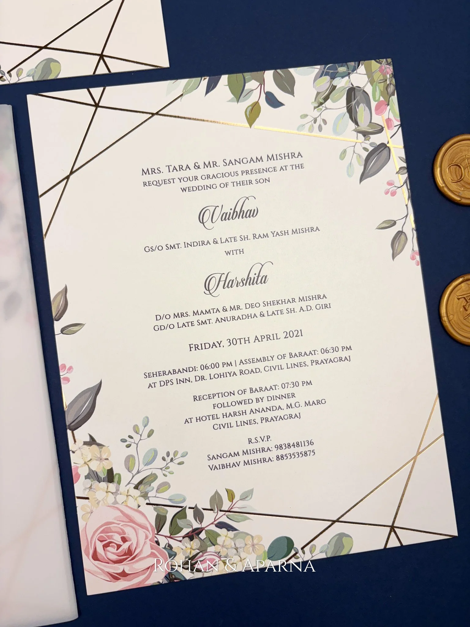 Blushing Roses Trellis with Rose Gold Foil
