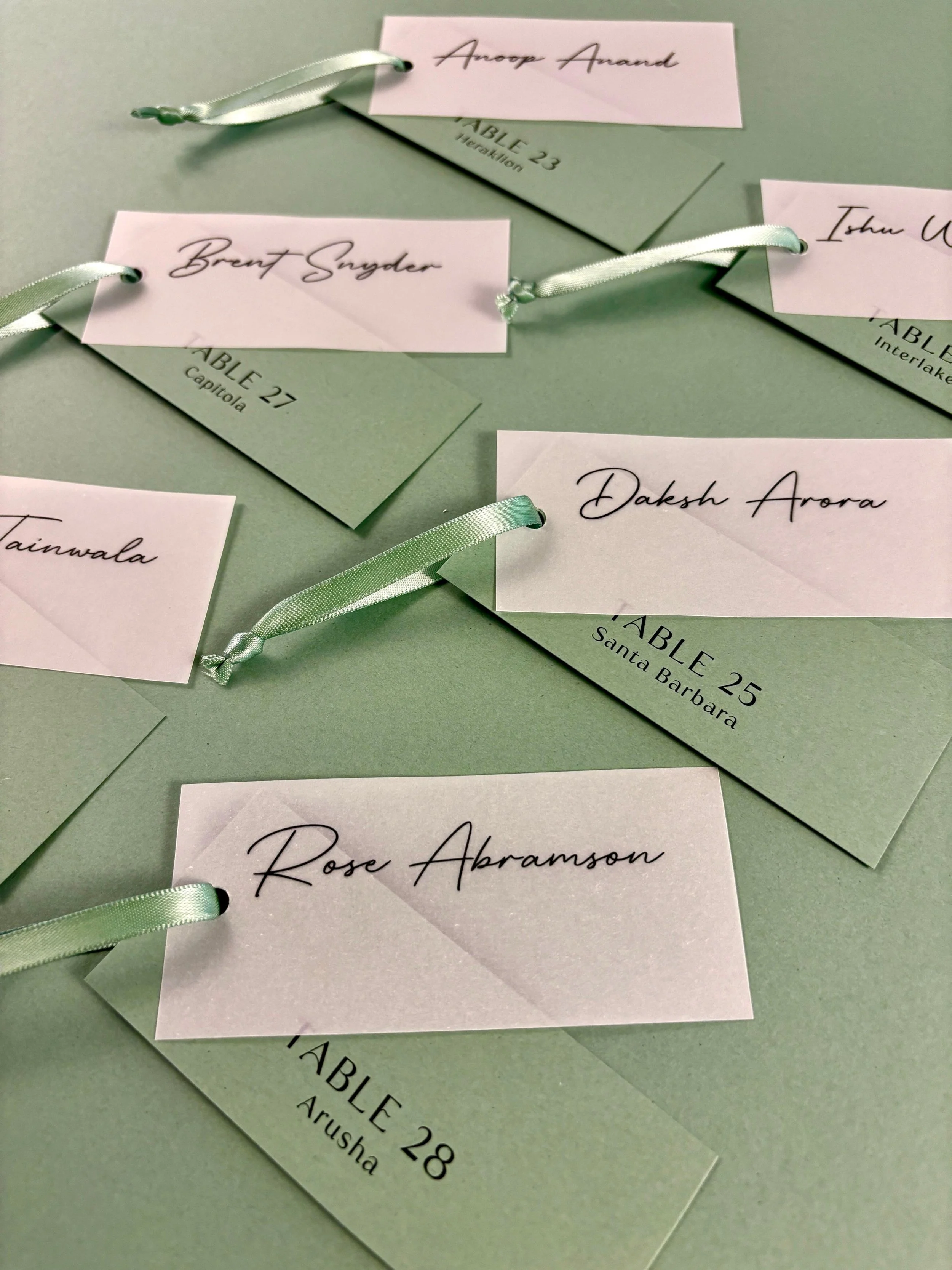 Name Cards & Table Number Tags For Seating Chart