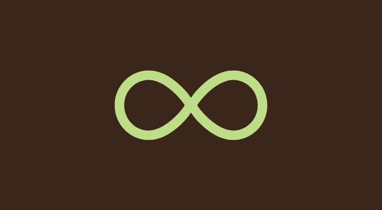 Groen infinity symbool op een bruine achtergrond.