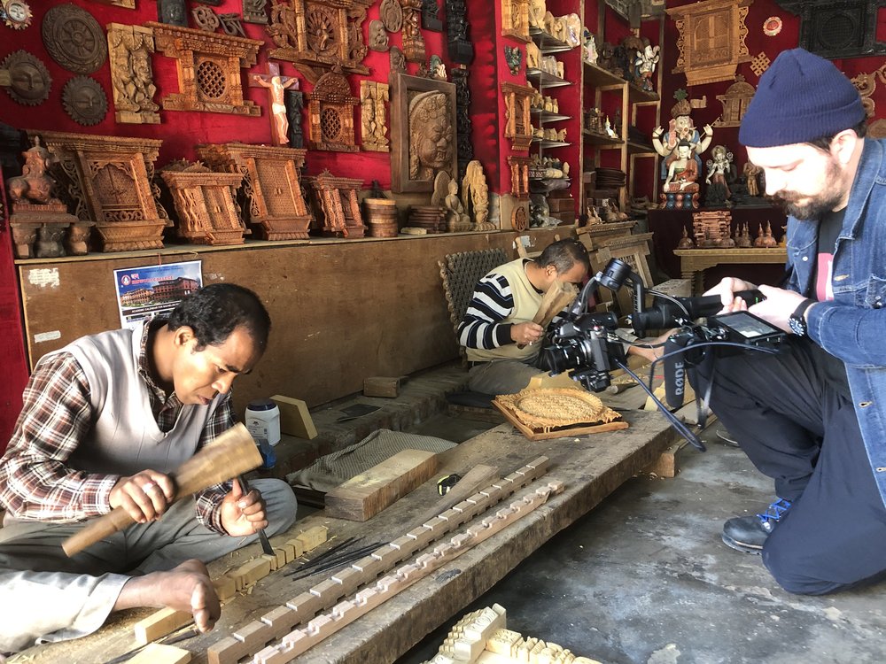 Woodcarvers in Bhaktapur in 2020
