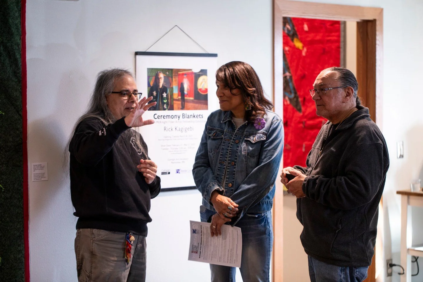 2025 marked a special occasion for us as one of our local artists, Rick Kagigebi, received a McKnight Textile Arts Fellowship.  As a part of this Fellowship Rick Kagigebi&rsquo;s McKnight Fellowship show came to Mahnomen.  We were thrilled to work al