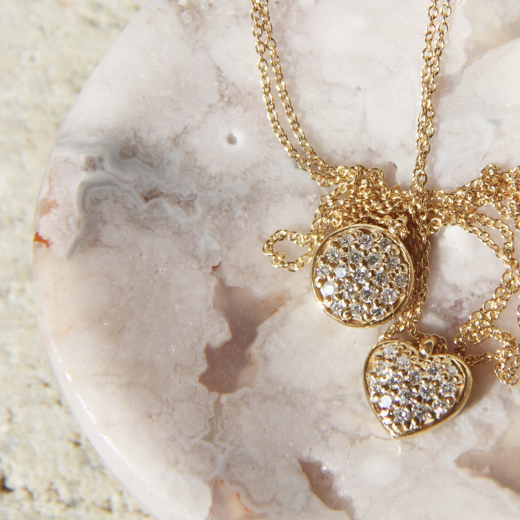 Pave Set Diamond Necklaces in 14ct Gold