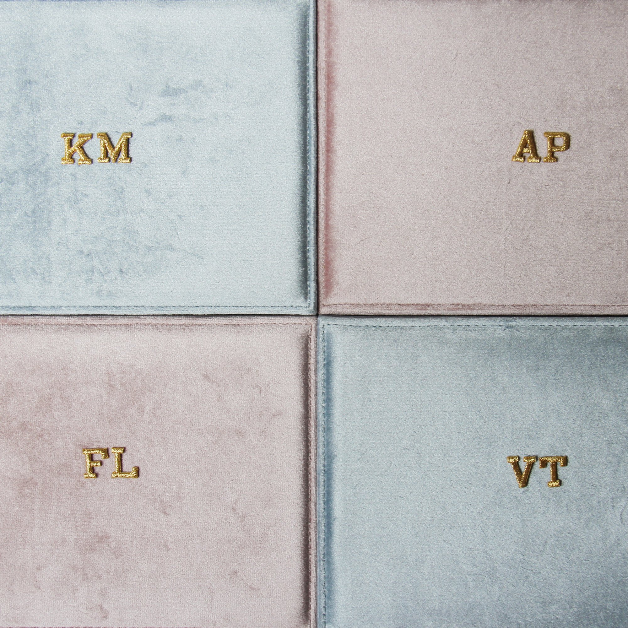 Personalised Large Velvet Jewellery Boxes in Pink and Blue