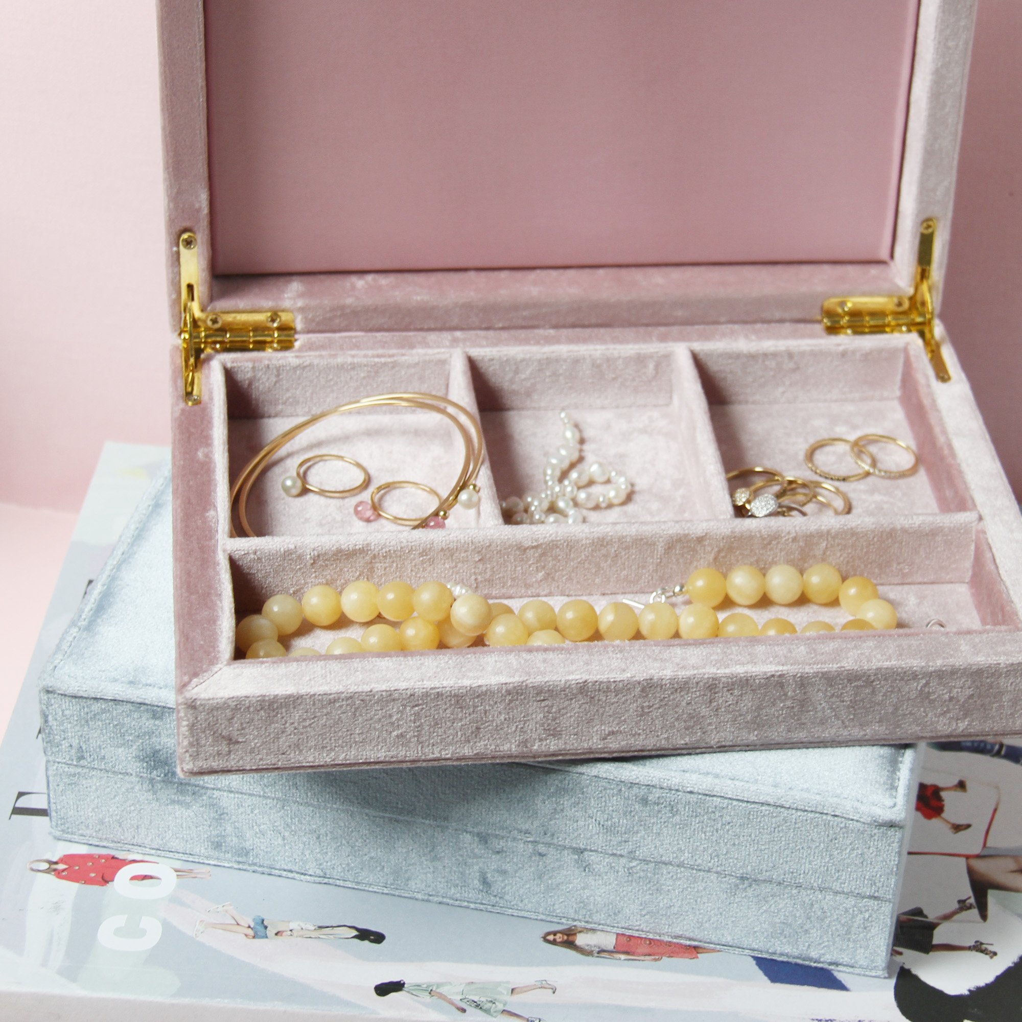 Large Pink and Blue Velvet Jewellery Box (Copy)