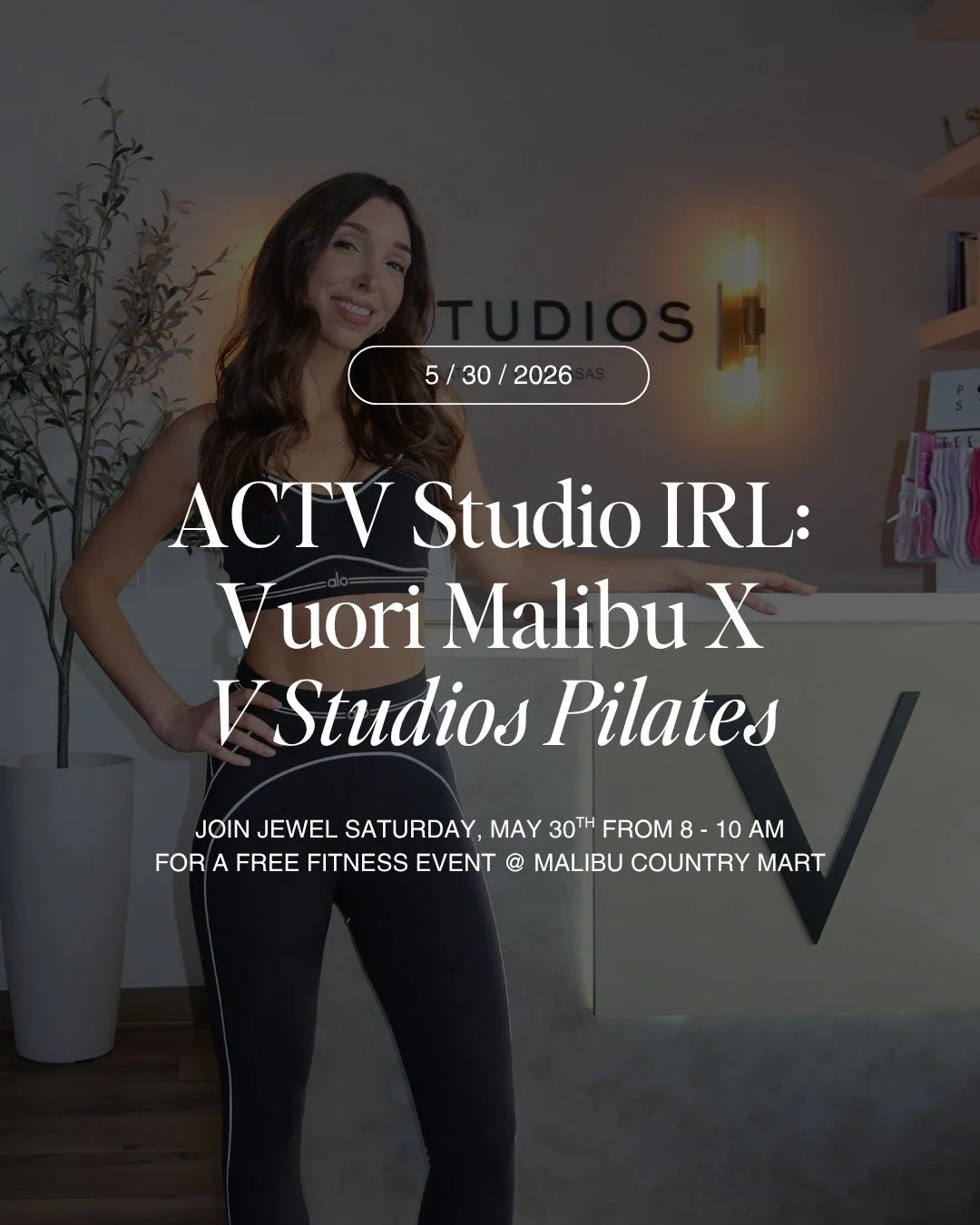 Pilates + shopping @vuoriclothing = the ultimate Saturday morning!

Join us for ACTV Studio IRL: Vuori Malibu x V Studios on May 30th:
8:00 AM &ndash; Mat Pilates with Jewel
9:00 AM &ndash; VIP shopping + refreshments

Don't forget your mat &amp; wat