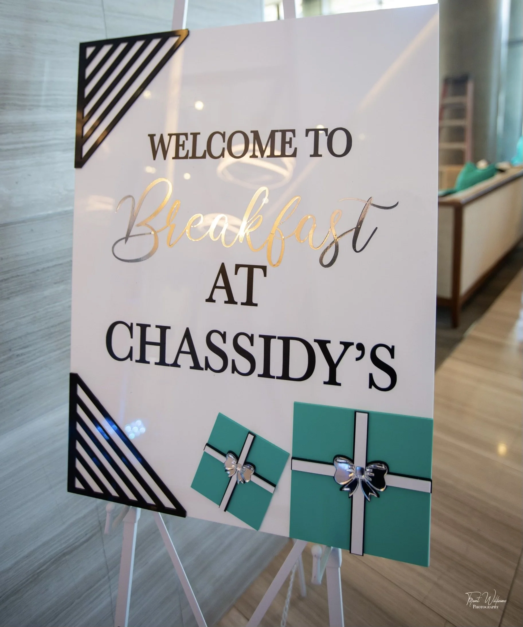 Tiffany & Co theme Welcome Sign. Acrylic signage by The Sereal Experience.