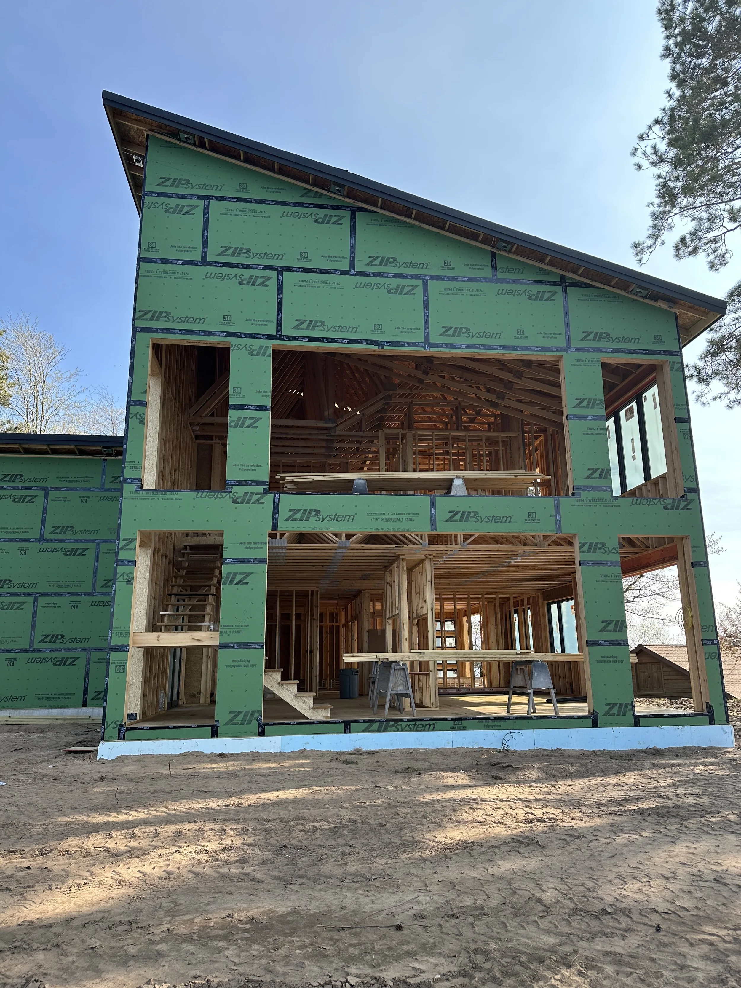 New house build with sheathing