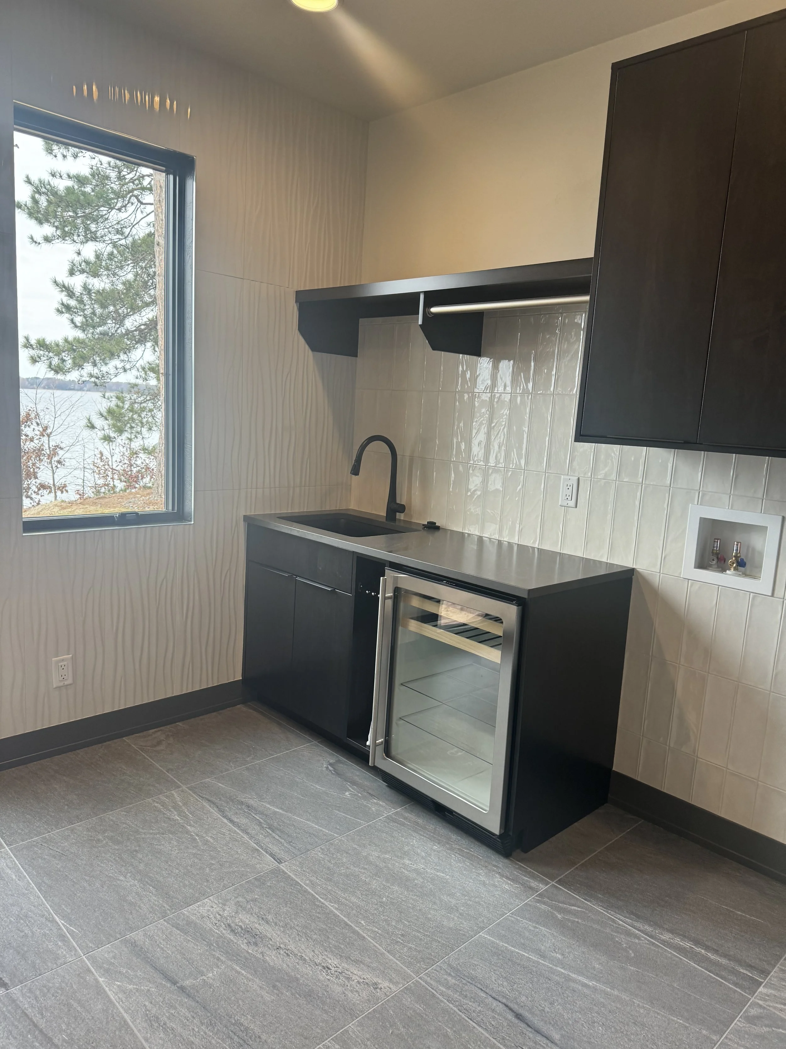 Built in sink and mini fridge