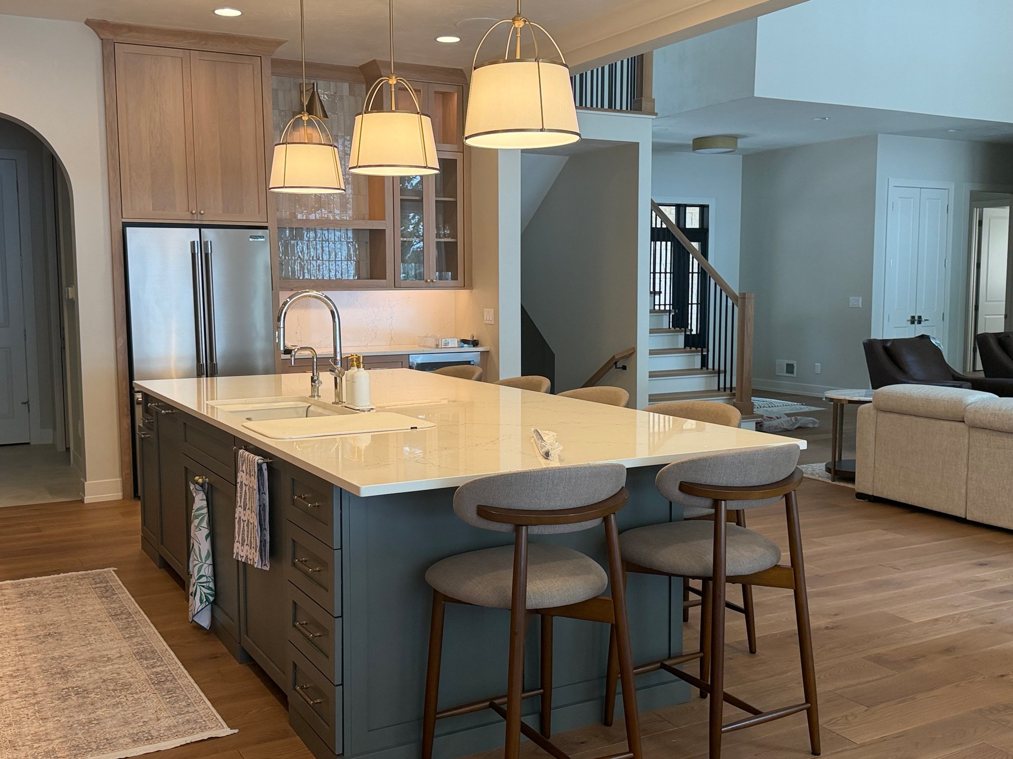 Open-concept kitchen with island in new construction home