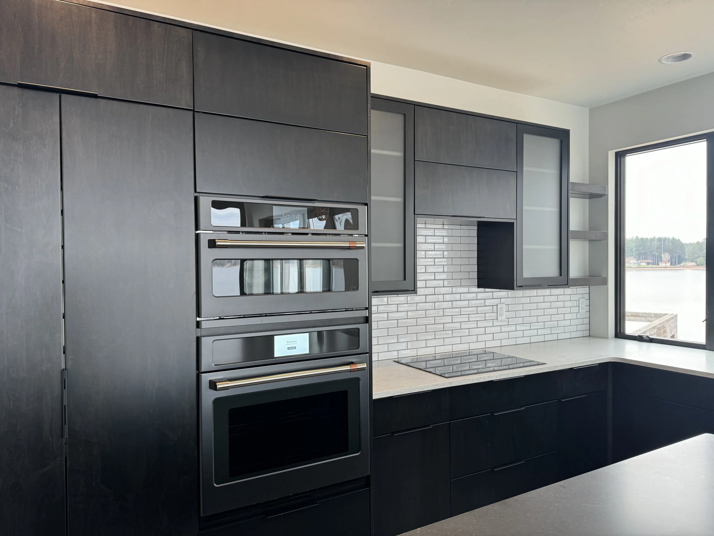 New kitchen with black cabinets