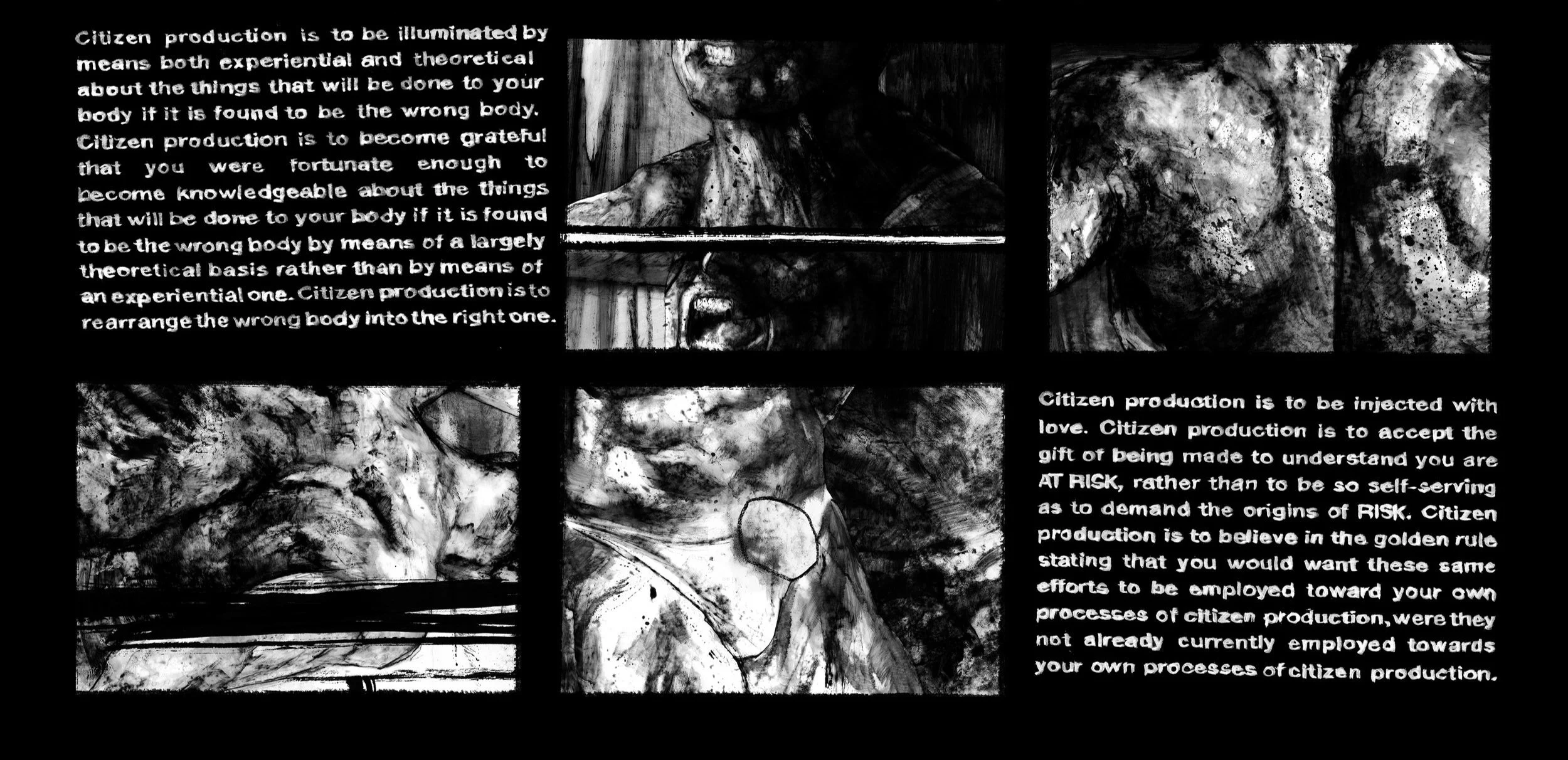 Alt Text: Lower third of image. In addition to handwritten text, four drawn scenes are visible. Two depict back muscles flexing in near darkness. Another scene shows a speedo-clad groin, crotch bulging. The last, a frame split into two sequential mom