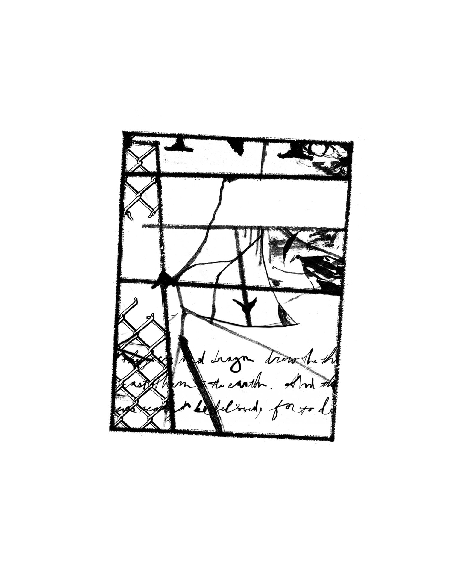 Alt Text: Interior title page featuring a black and white version of the image on the book cover. All subsequent interior pages are also in black, white and greys (no color).