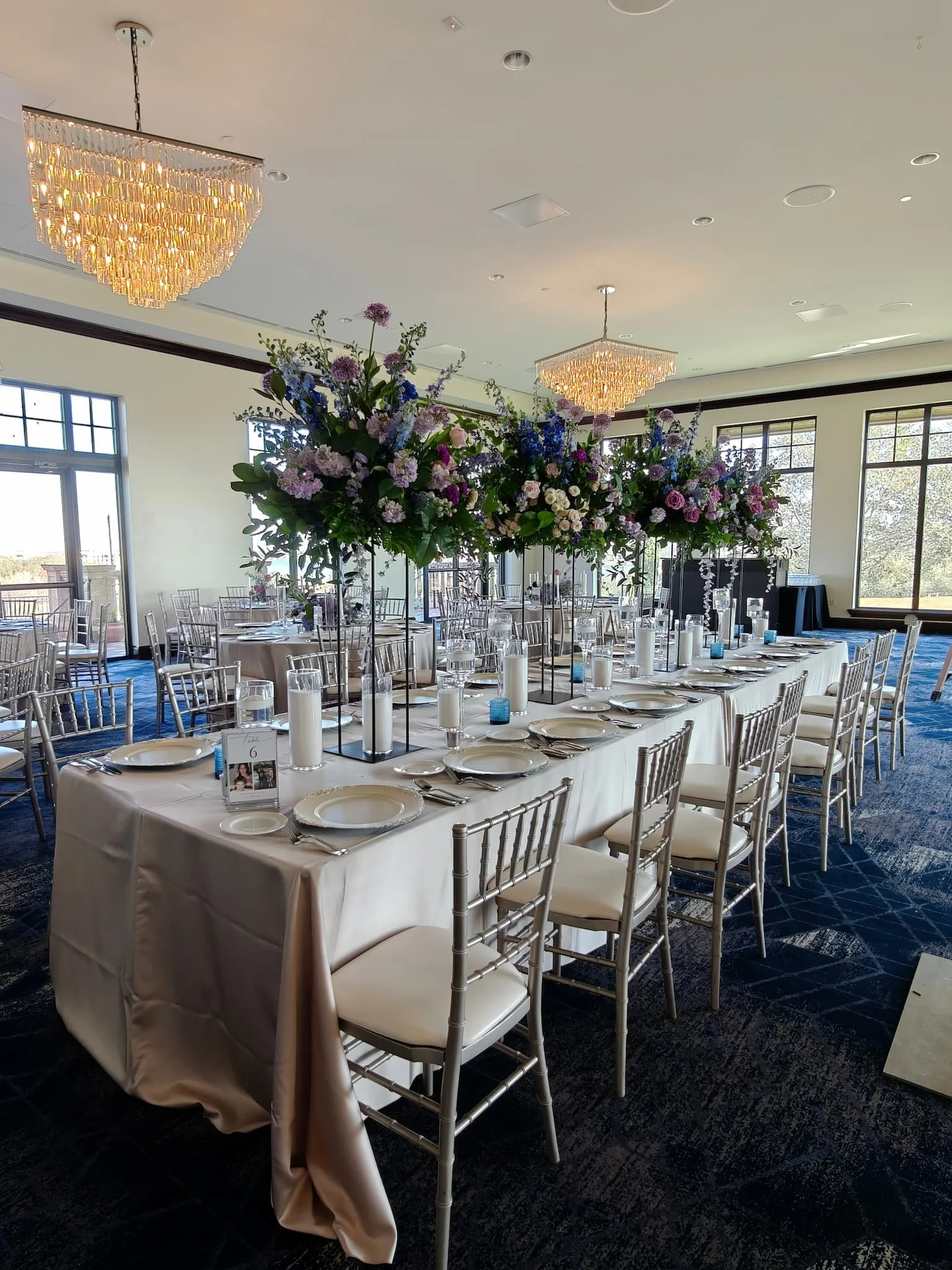 A wedding reception full of gorgeous flowers at Bella Collina in Monteverde, Florida