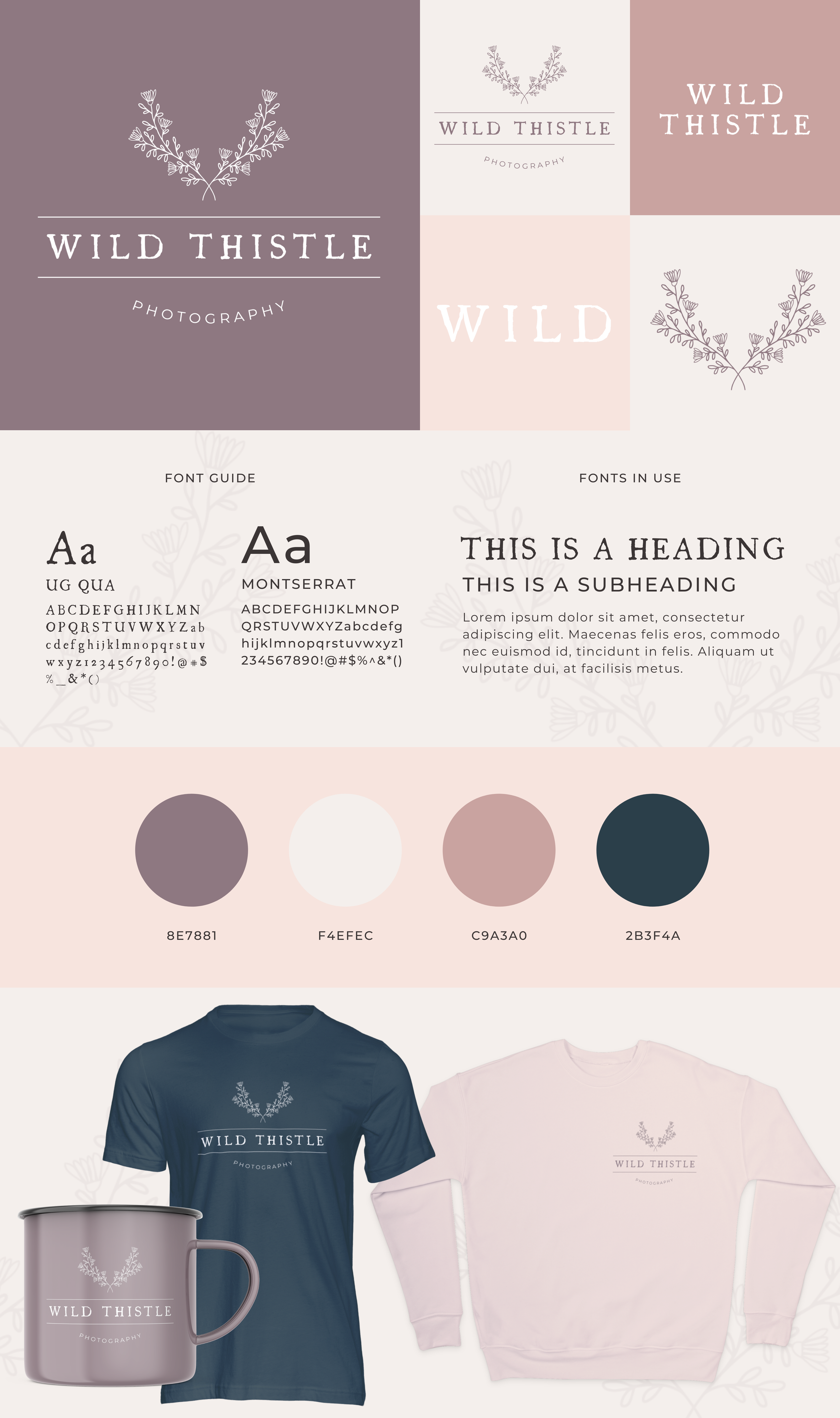 Wild Thistle Photography logo brand board