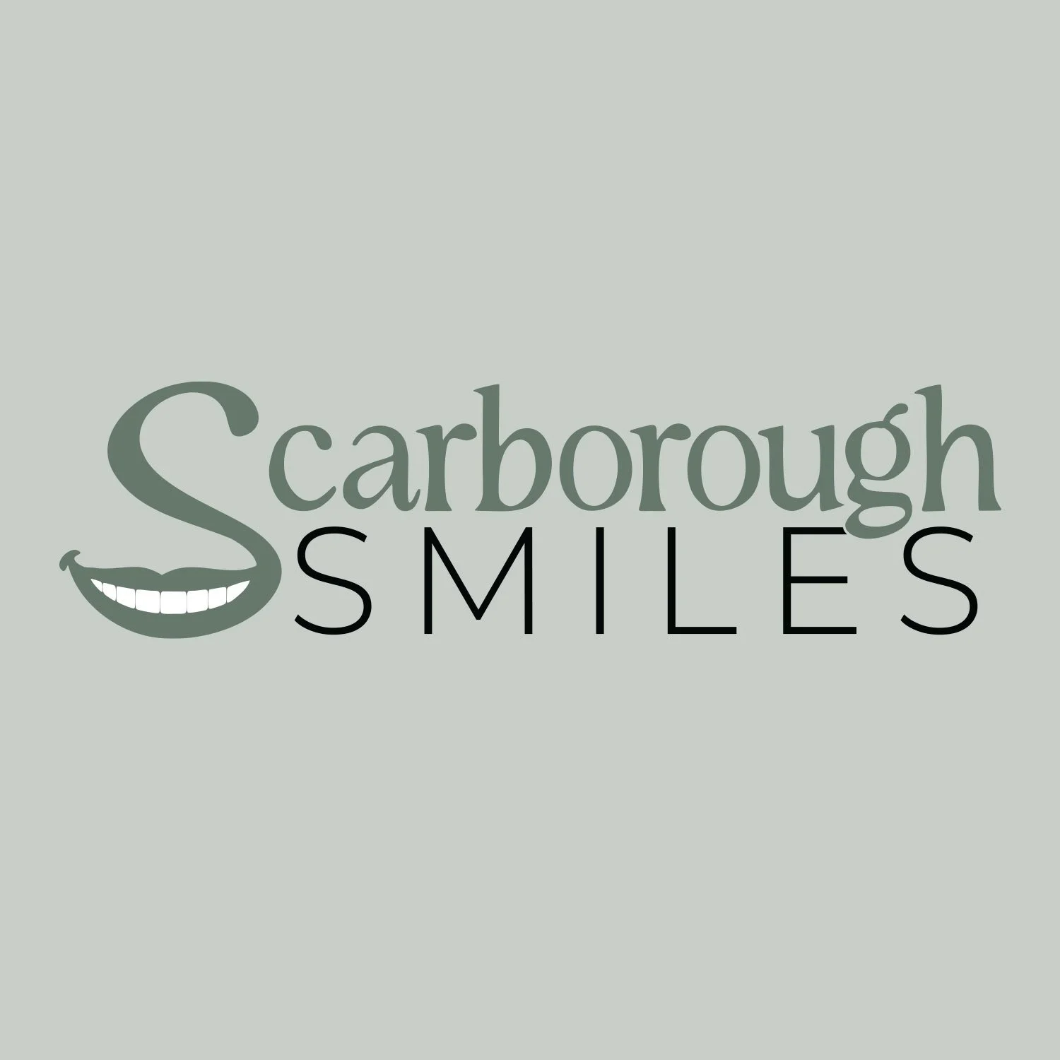 Logo for Carborough Smiles with a smiling mouth illustration to the left of the text.