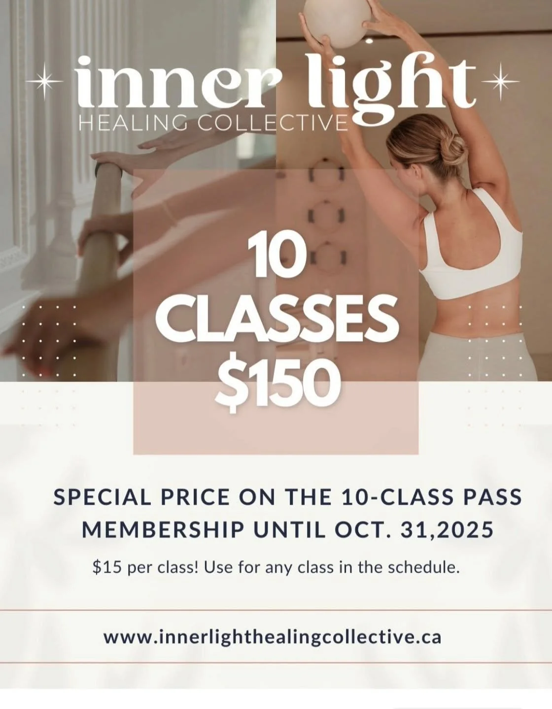 Final week for our special price on the 10 Class Memerbship Pass!! 
Grab it for $150 till Friday!
Valid for one year from activation of first class.
#innerlighthealingcollective #classes #yoga #meditation #sound #highriver