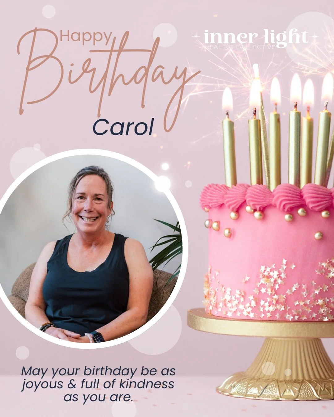 🩷 We've got a Birthday in the house!! 🎂

Can you help us celebrate this magical member of our team today?!

Happy Birthday, Carol! We wish you an amazing, relaxing, and beautiful day!!

Have a day as magical as you are!

#innerlighthealingcollectiv