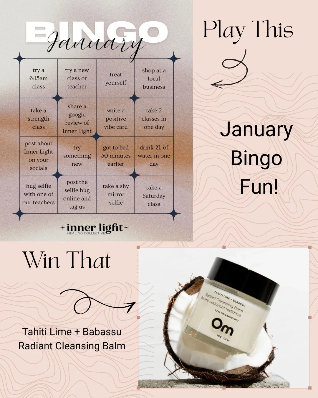 LAST DAY for January Bingo!

One line = one entry..... blackout = 5 entries. 

Prize is the amazing Tahiti Lime + Babassu Radiant Cleansing Balm from Om Organics! This is a luxurious face wash and also takes off makeup like a dream!

Show us your car