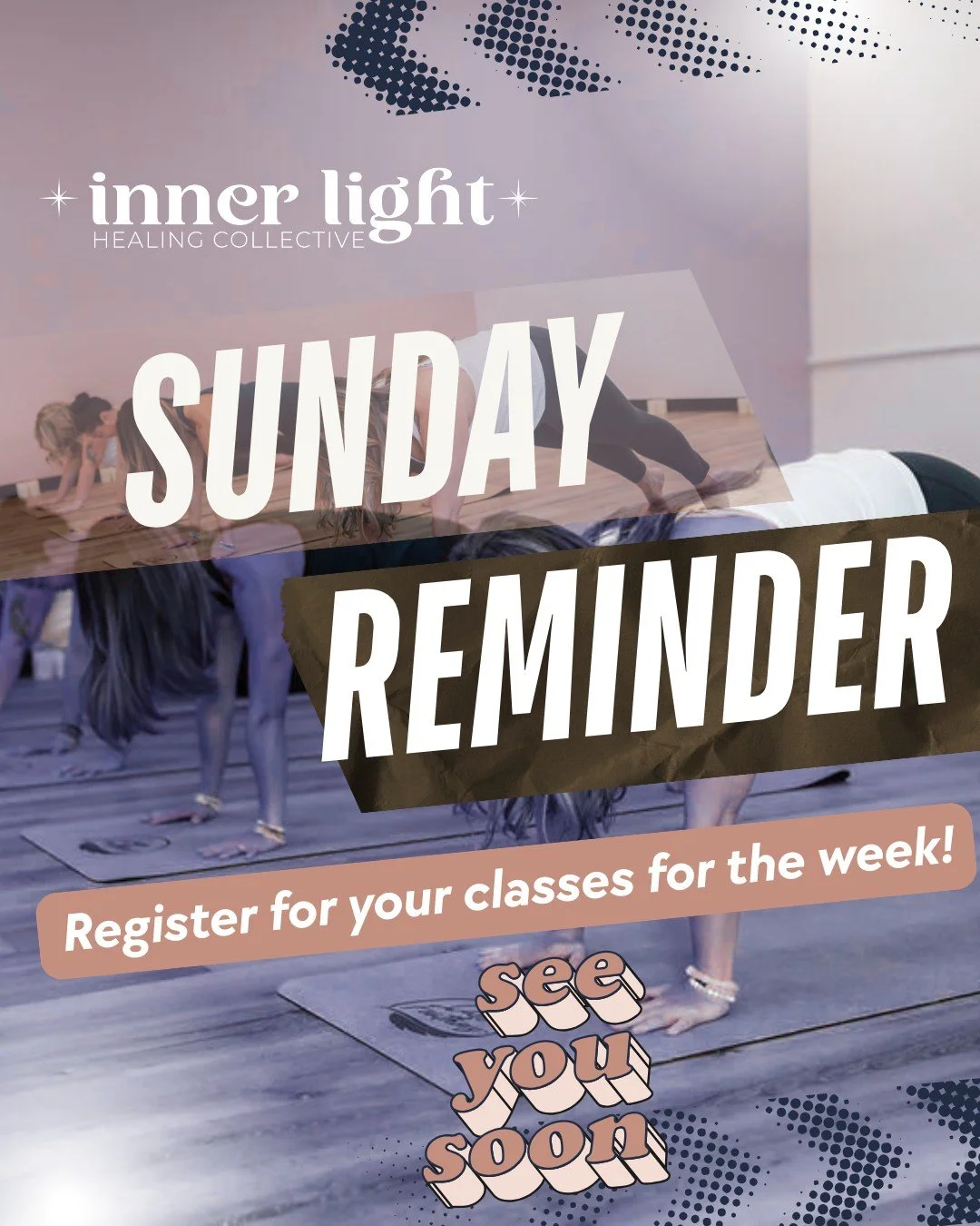 Happy Sunday!

Your friendly neighbourhood reminder to register for your classes for the week!

We can't wait to see you!

#innerlighthealingcollective #yogastudio #highriver