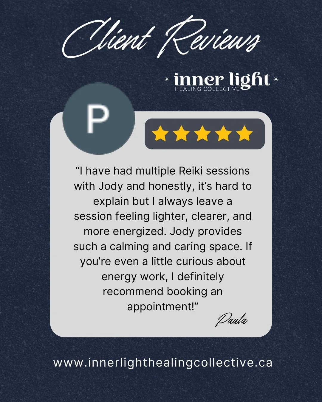 We've got the #FridayFeels over here. 🩷

Thanks Paula for the love on google! Not only do we appreciate your feedback but it also helps us share what we do with others!

(pssst...we also give a little gift for google reviews)

#innerlighthealingcoll