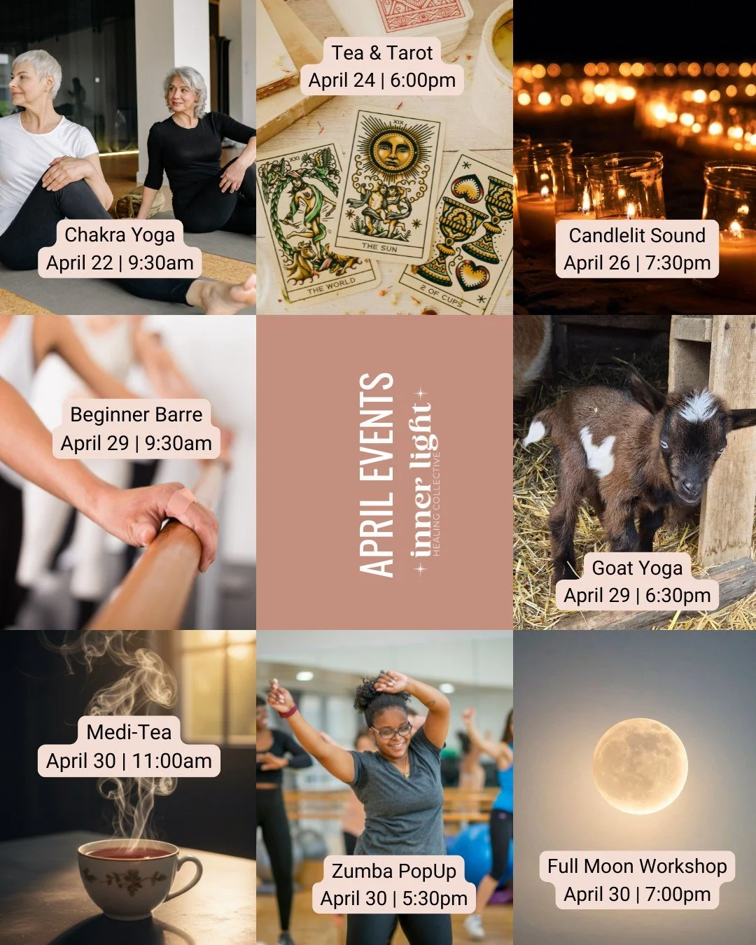 Happy Sunday!

Your friendly reminder to book into your classes for the week....and make sure to add some of these special options! 
So many things to try before the end of the month!

Book now at the link in our bio. 

#Innerlighthealingcollective #