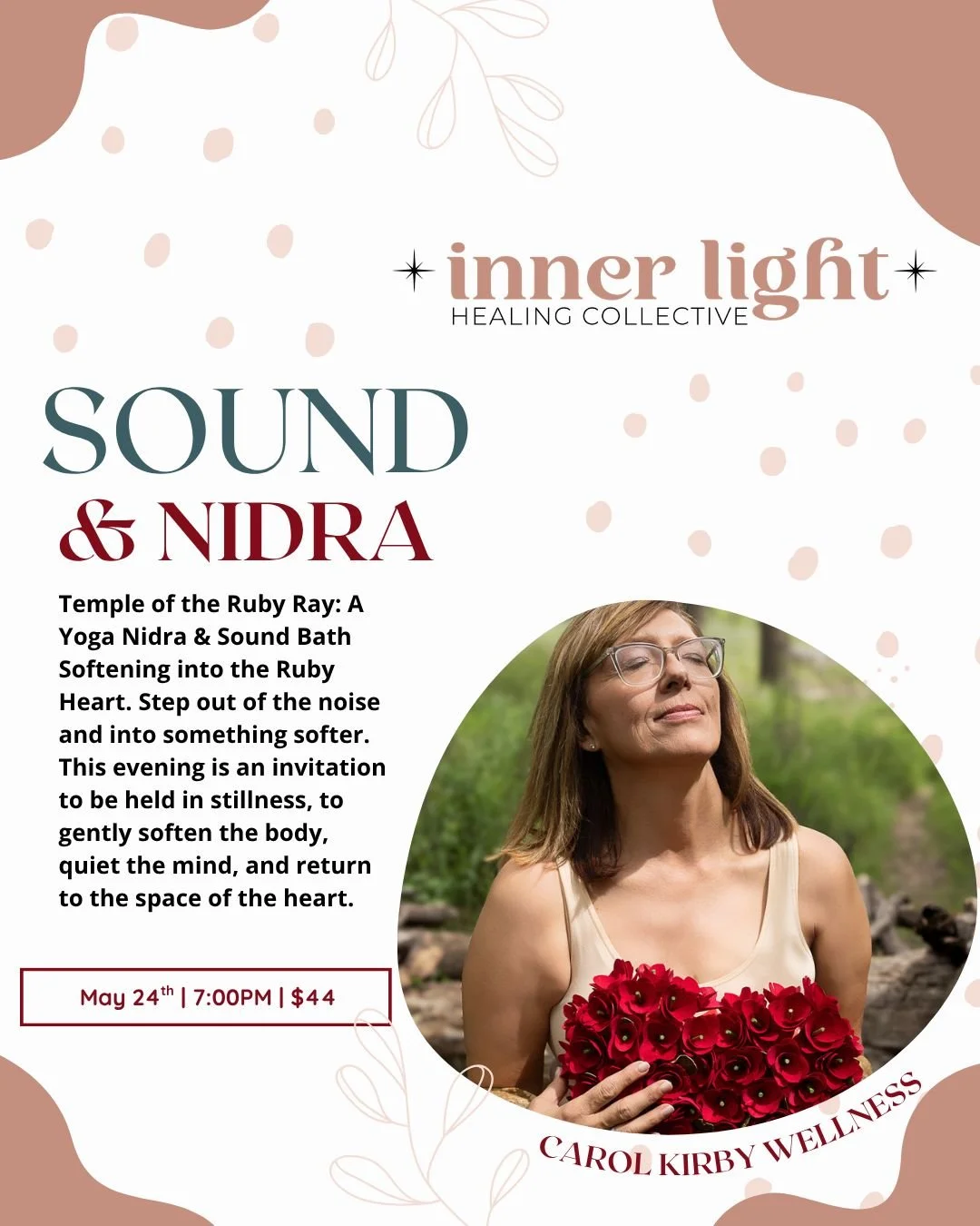 YOGA NIDRA &amp; SOUND BATH 🌙✨
with Carol

If your nervous system has been asking for REST&hellip; this is your sign.

Join Carol for an evening of deep restoration through Yoga Nidra and Sound Healing, a combination that gently guides the body into