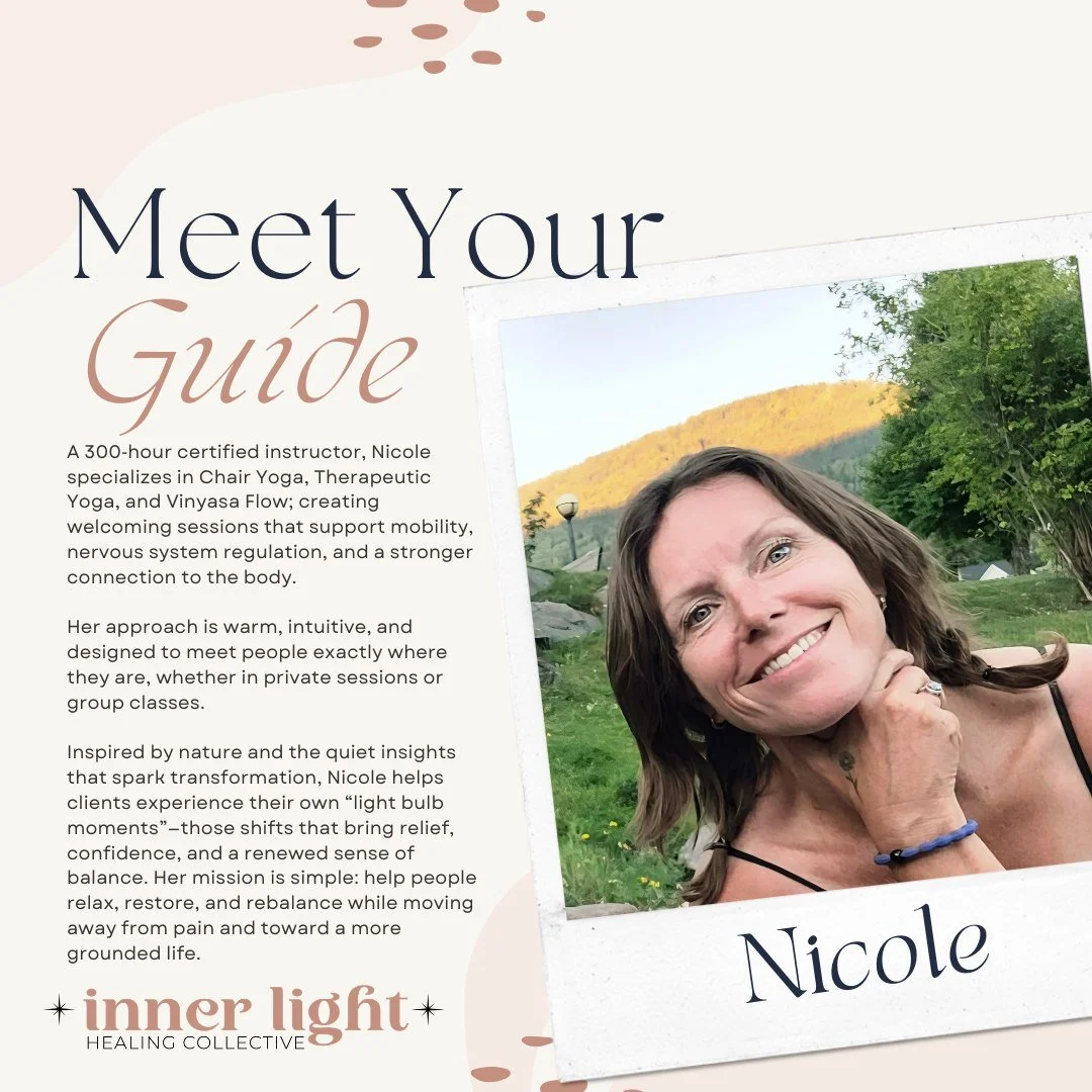🌞 WELCOME NICOLE 🌞

Nicole is the founder of Light Bulb Moment Yoga, offering therapeutic, accessible, and deeply grounding yoga for every body. Based in High River, Alberta, she blends traditional yoga with mindful, pain‑reducing movement to help 