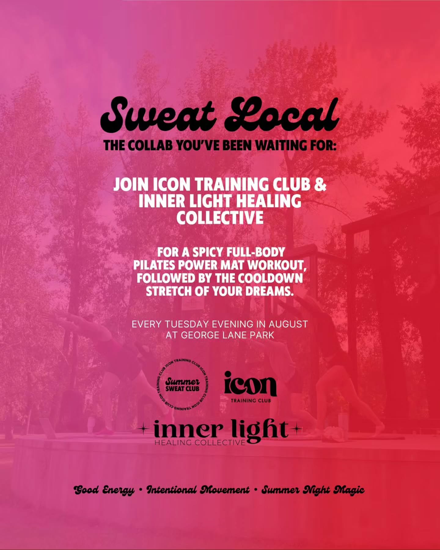 Starting Tuesday after the Long Weekend is our fun collab of the summer! 

Pilates in the Park wirh our friends at @trainicon 

Together we are giving back to community with these FREE classes and a lemonade stand for @wildrosecommunityconnections 

