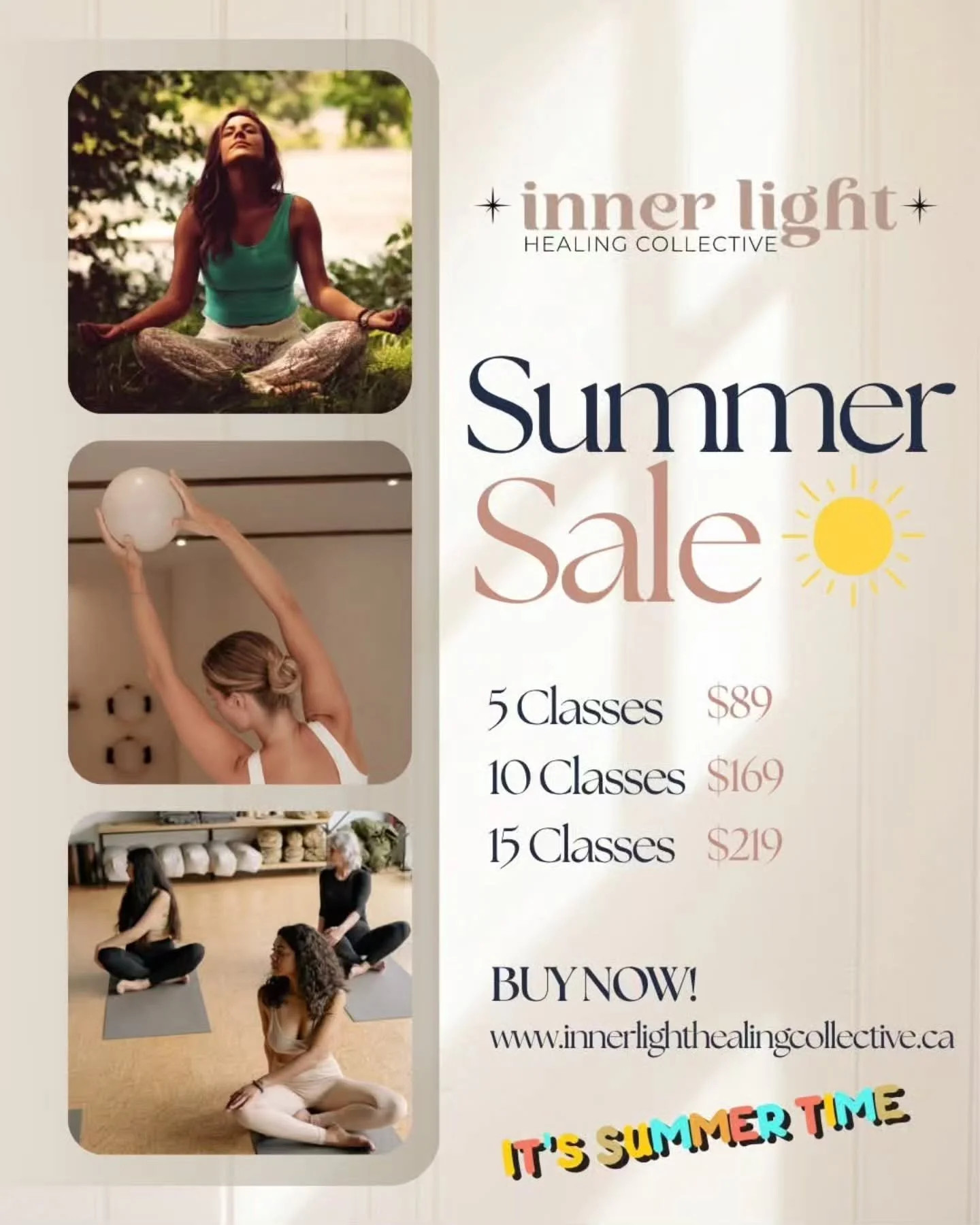 Take advantage of our Summer Sale and save on your classes!

Valid for one year - you can stock up and use this Fall too!

On sale till August 31, 2026

#savesavesave #summersale #InnerLightHealingCollective #highriver #yogabarrepilates