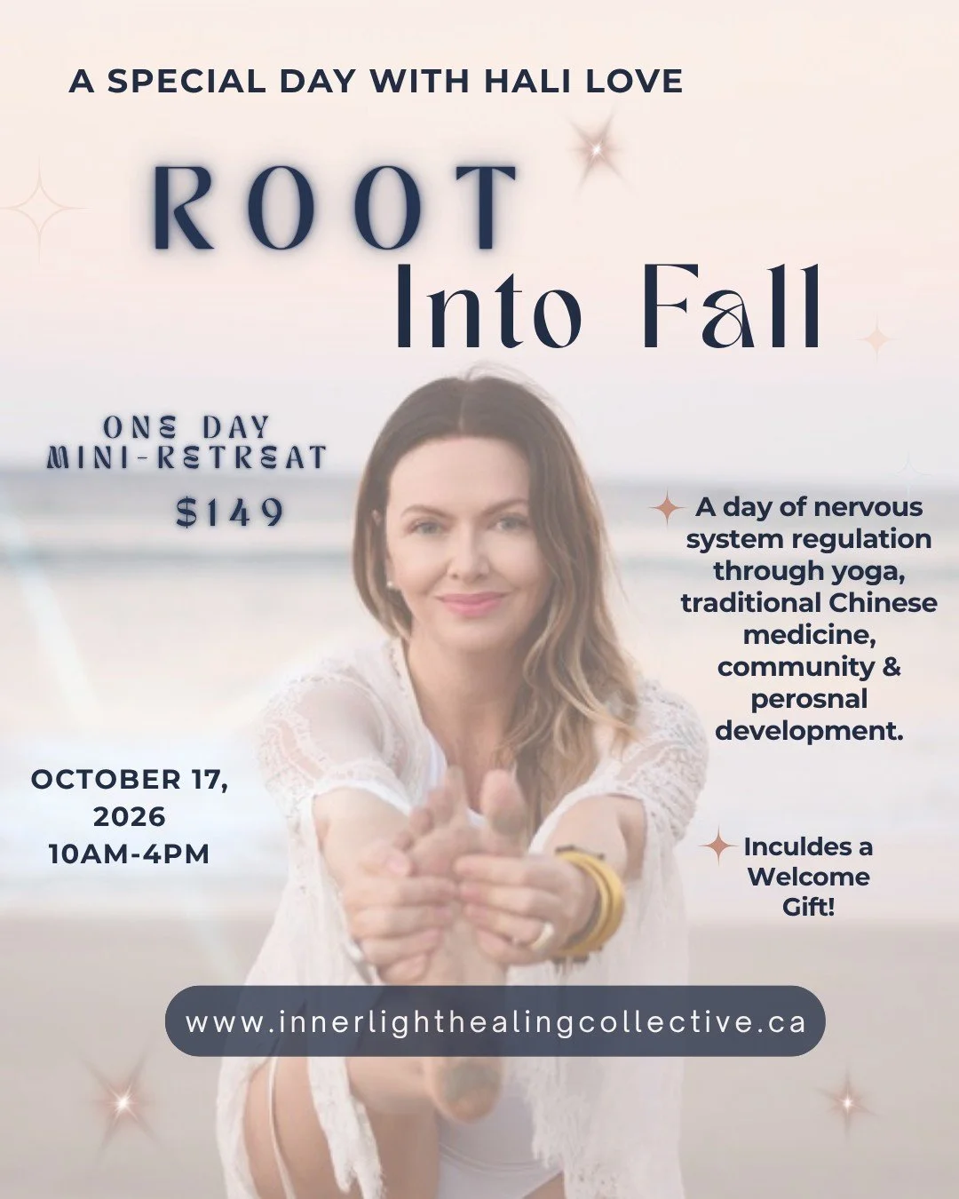 🍂 ONE DAY RETREAT 🍂

Join us for a special one-day retreat with Hali Love from Costa Rica! 

Saturday, October 17 | 10am-4pm 
Offering: $149
Register: on our website.

Get a full day of nervous system regulation through yoga, traditional chinese me