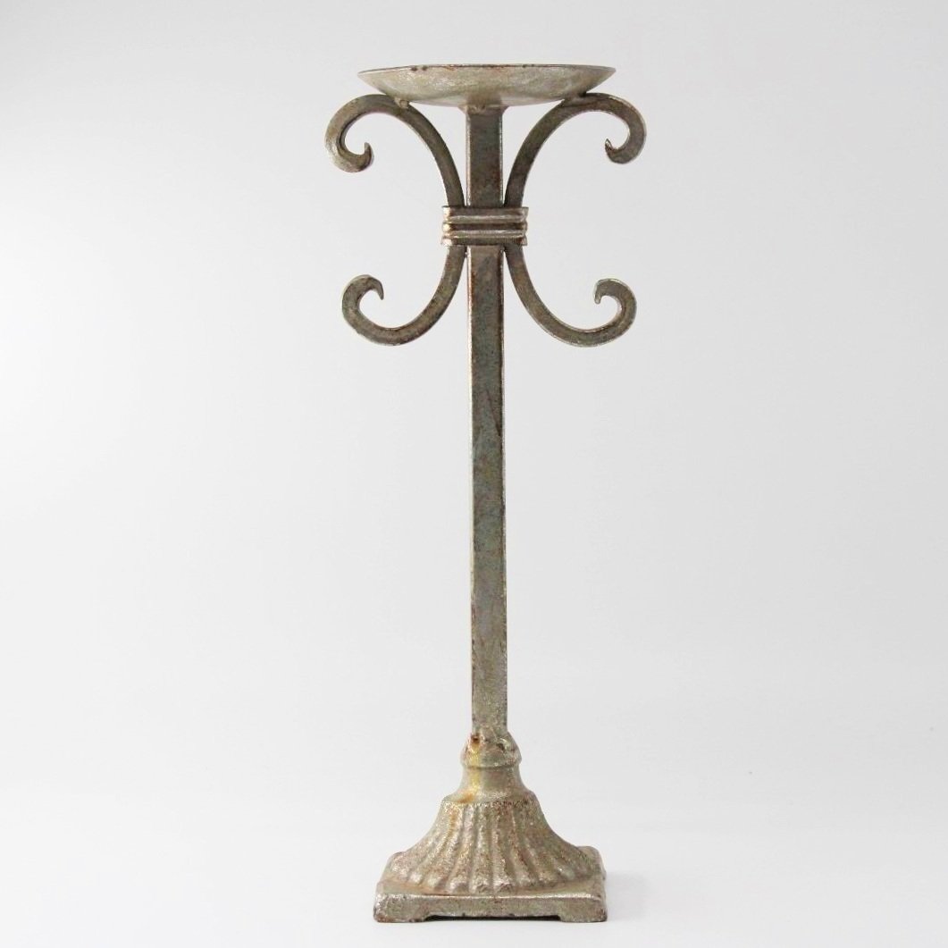 Vintage ecclesiastical torchiere steel candle stand
