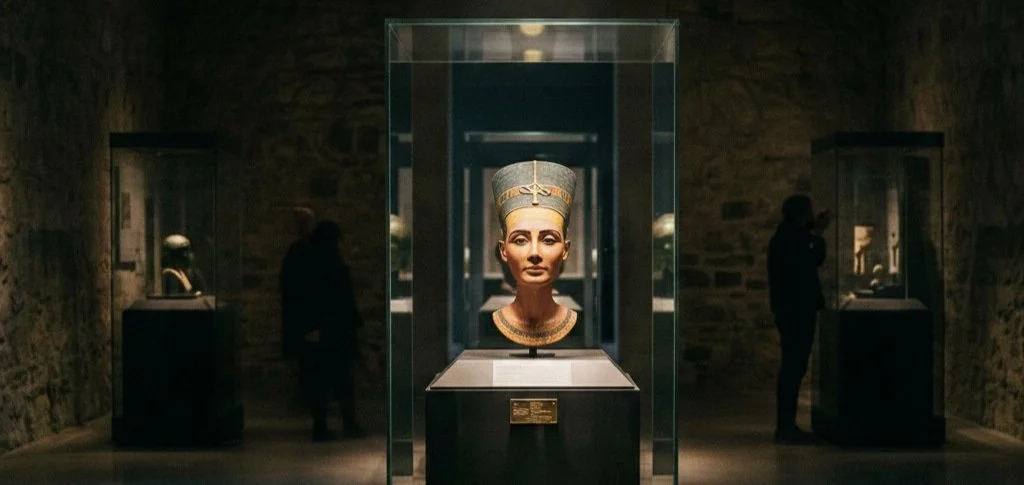 Ancient artefact displayed in a museum, symbolising international disputes over cultural property, export legality and repatriation.