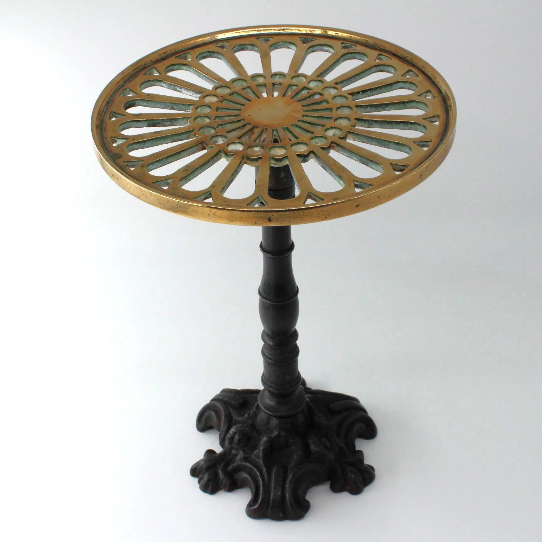 Antique cast iron and brass plant pot stand trivet