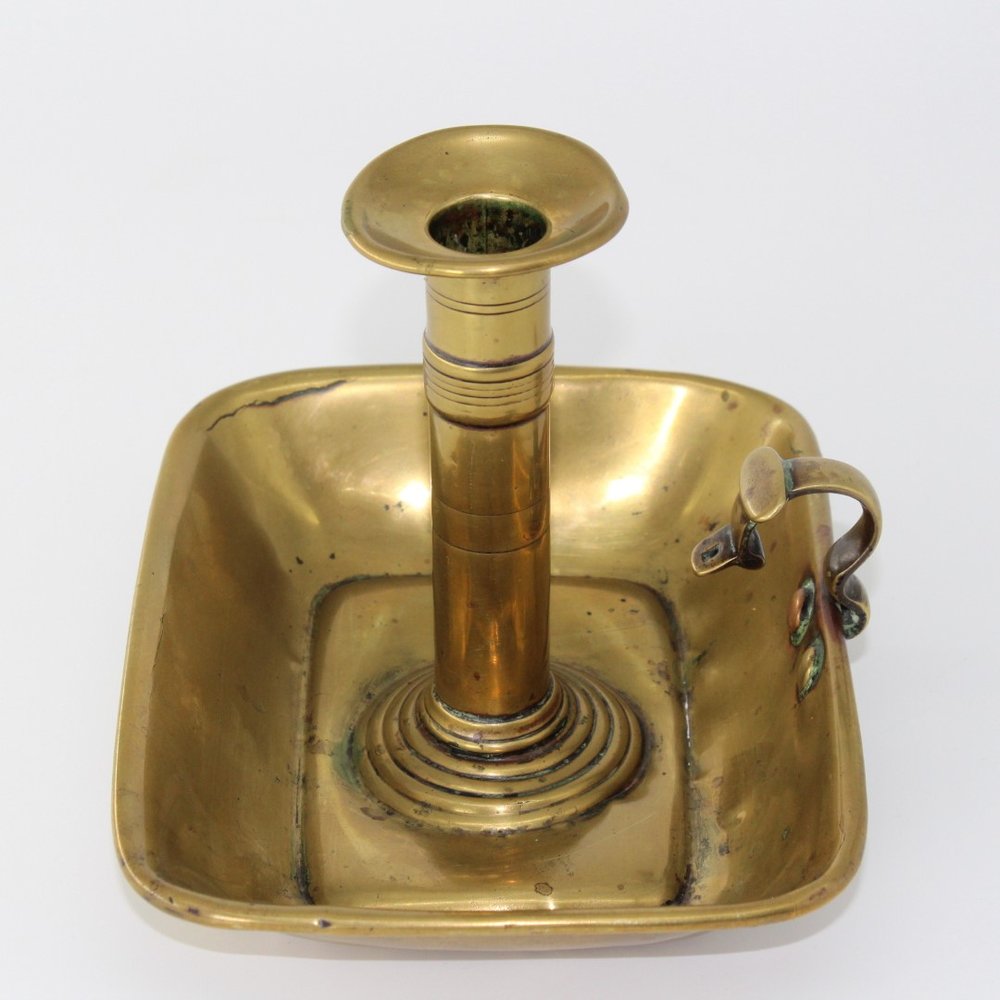 Antique 19th century English Georgian brass chamberstick 