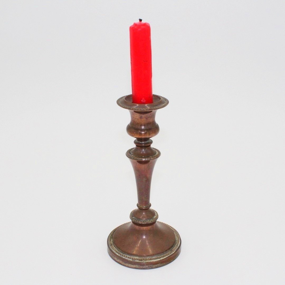 Antique Victorian period copper candlestick candle holder