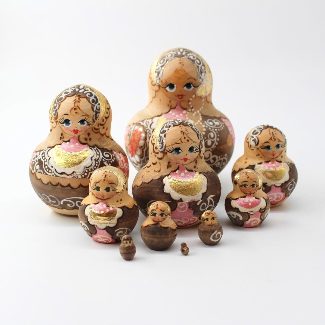 Vintage Russian Matryoshka nesting doll 10 pcs