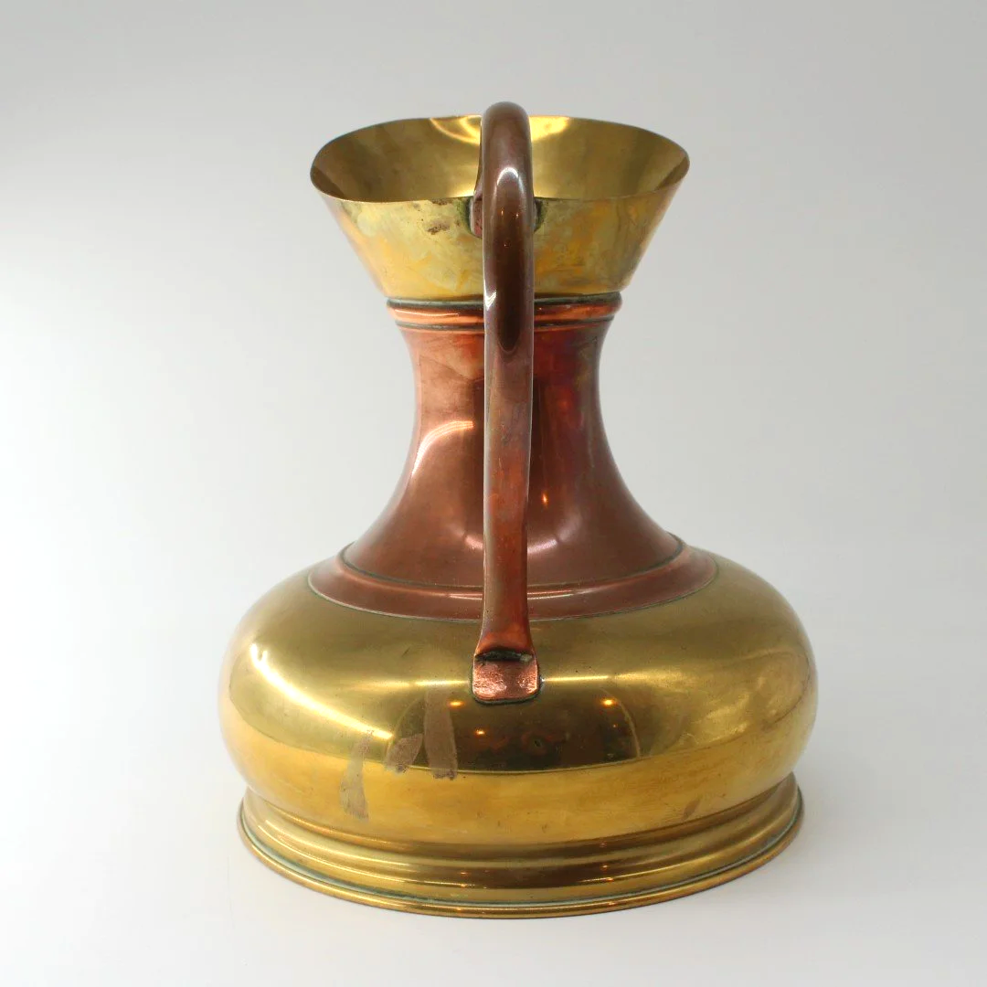 Antique Arts and Crafts copper and brass pitcher