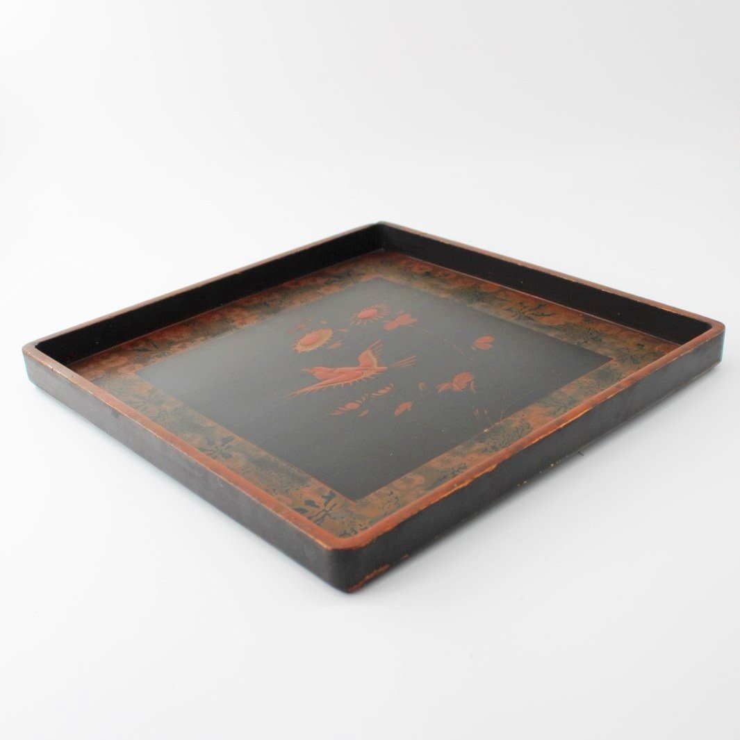 Mid Century Chinese chinoiserie Lacquered tray