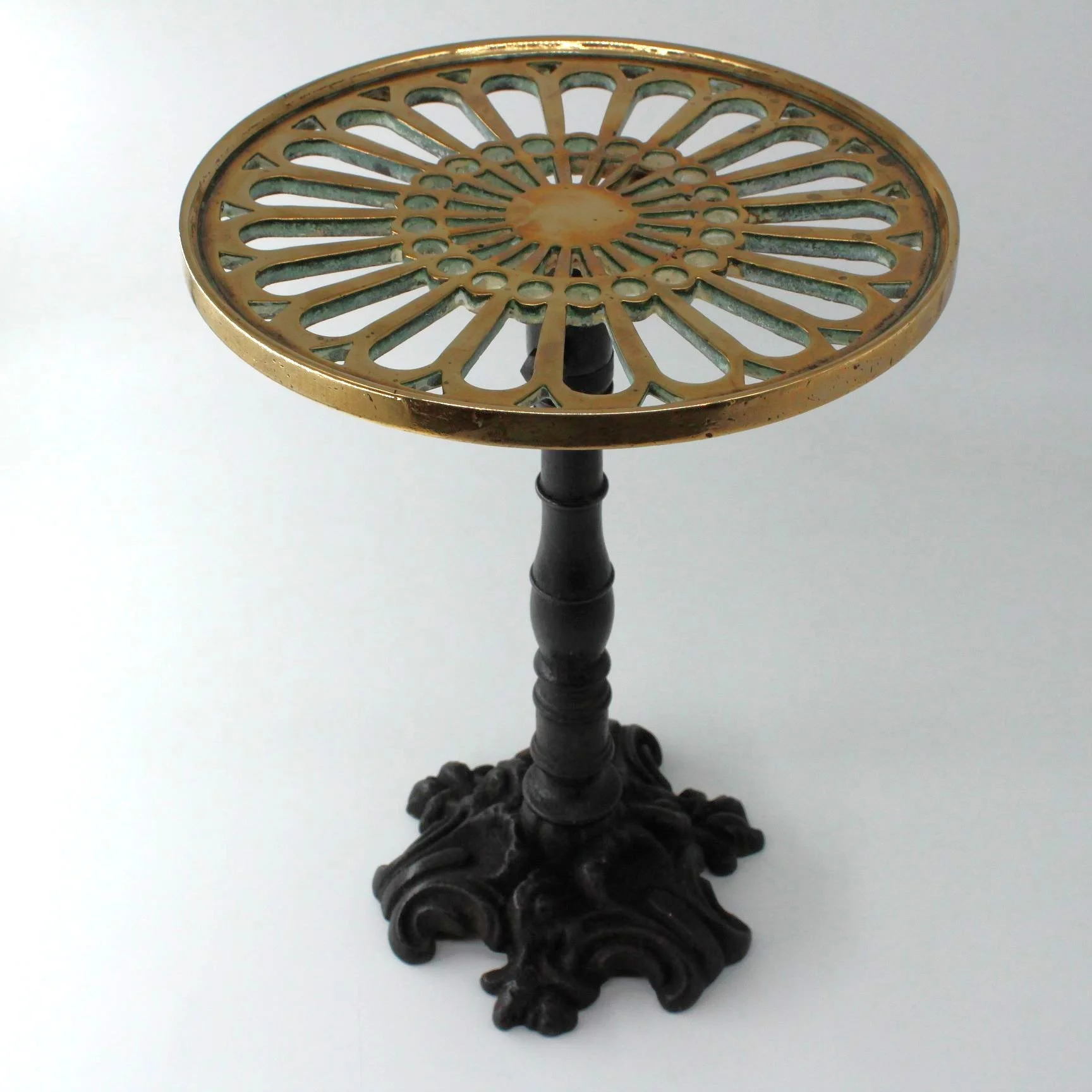 Antique cast iron and brass plant pot stand trivet