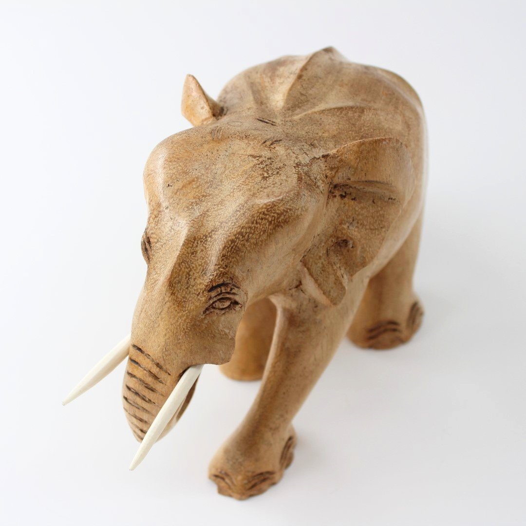 Hand carved Indian elephant hardwood treen sculpture