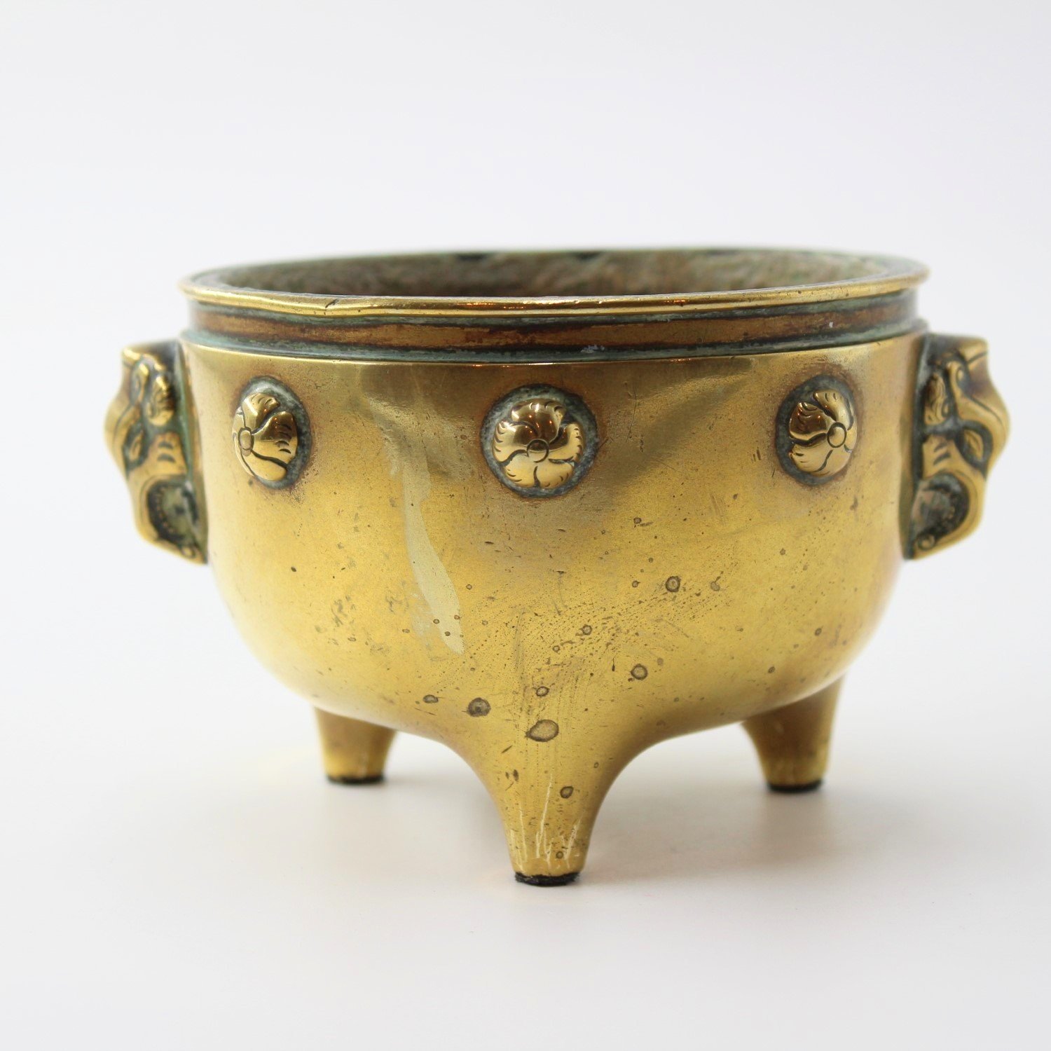 19th century Bronze Chinese tripod censer planter