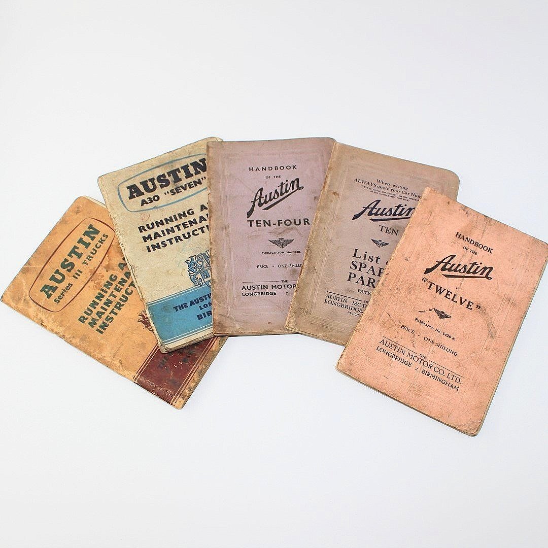 Austin Motor Company maintenance and parts handbooks x5